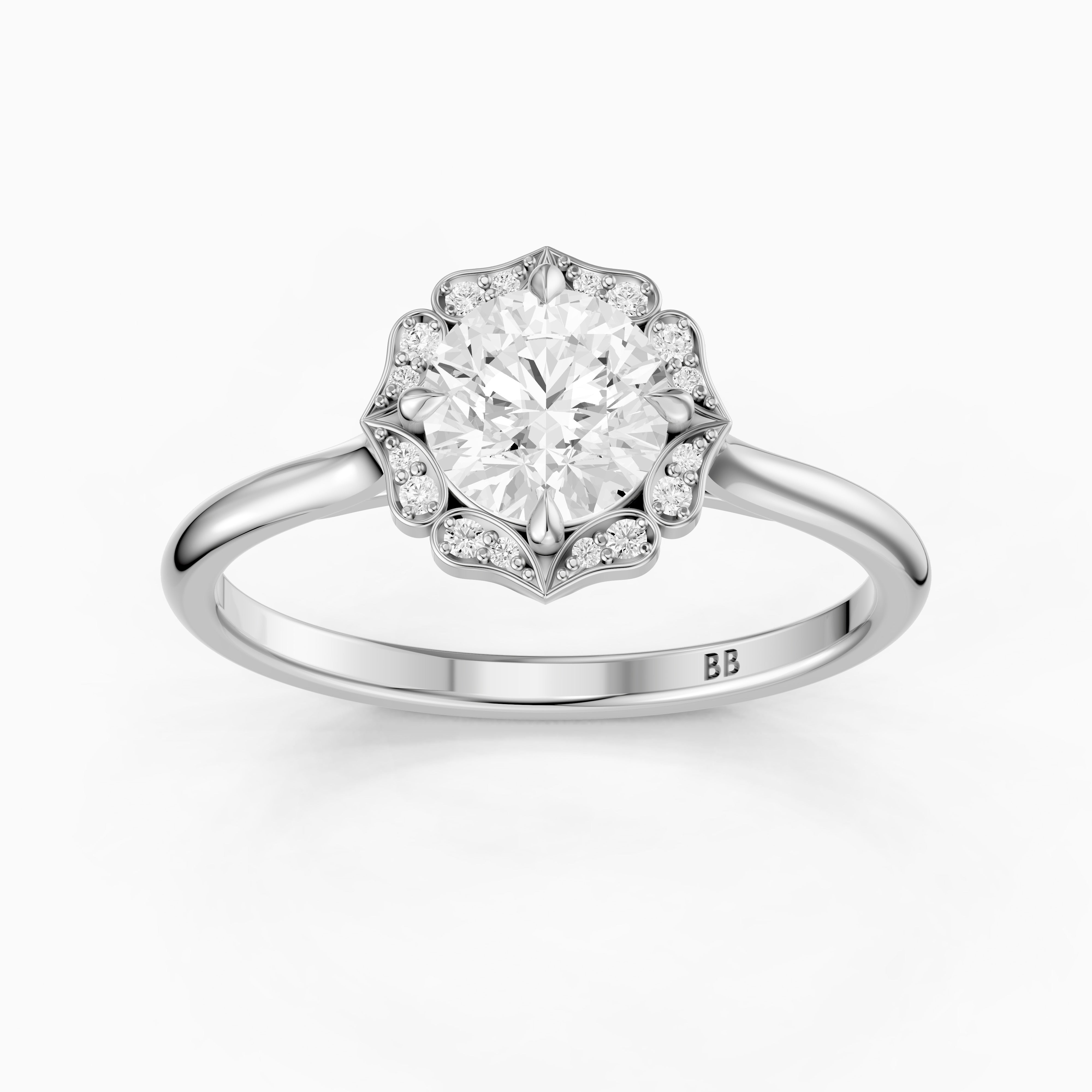 Maddyn Vintage Inspired Round Cut Halo Lab Grown Diamond Ring