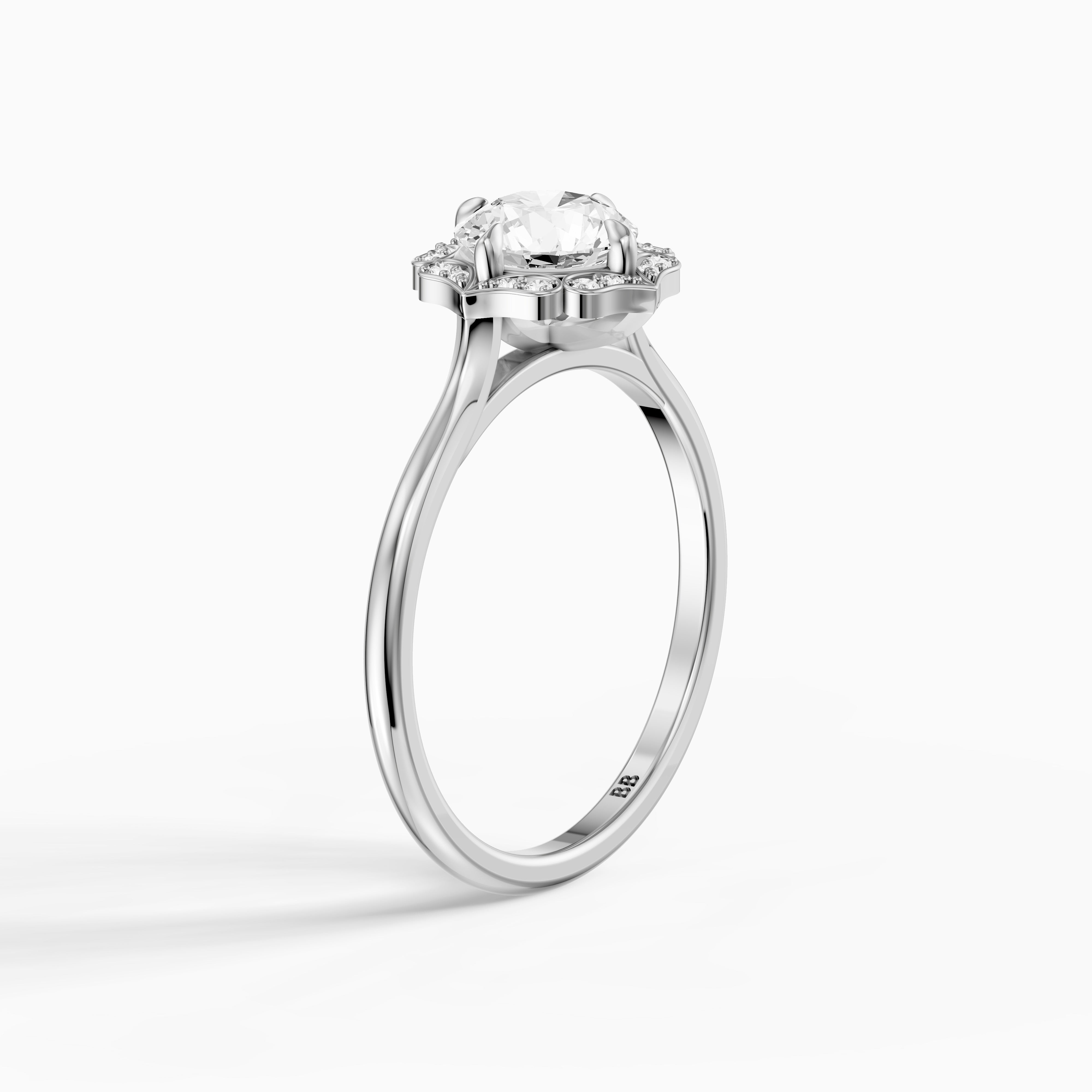 Maddyn Vintage Inspired Round Cut Halo Moissanite Diamond Ring