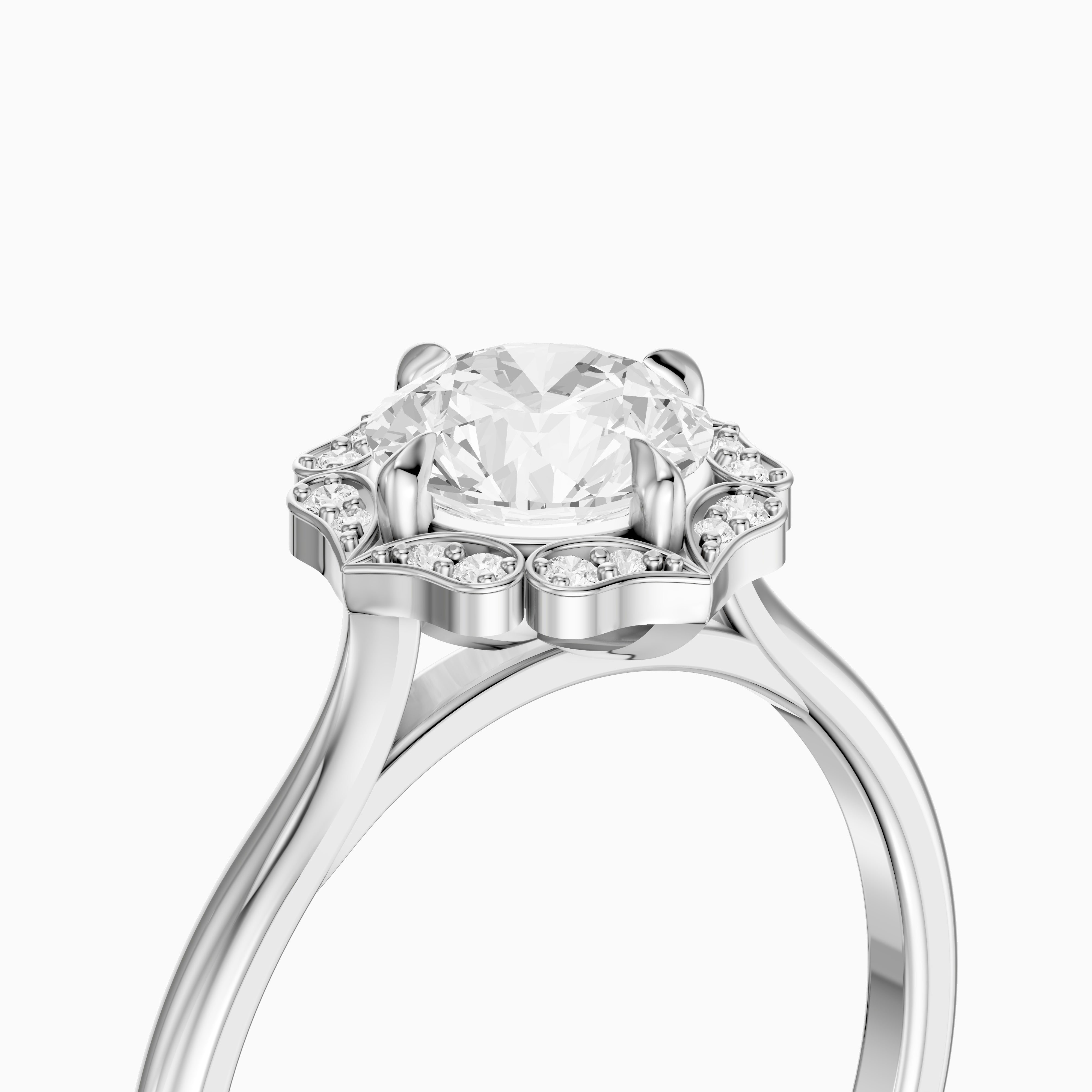 Maddyn Vintage Inspired Round Cut Halo Moissanite Diamond Ring