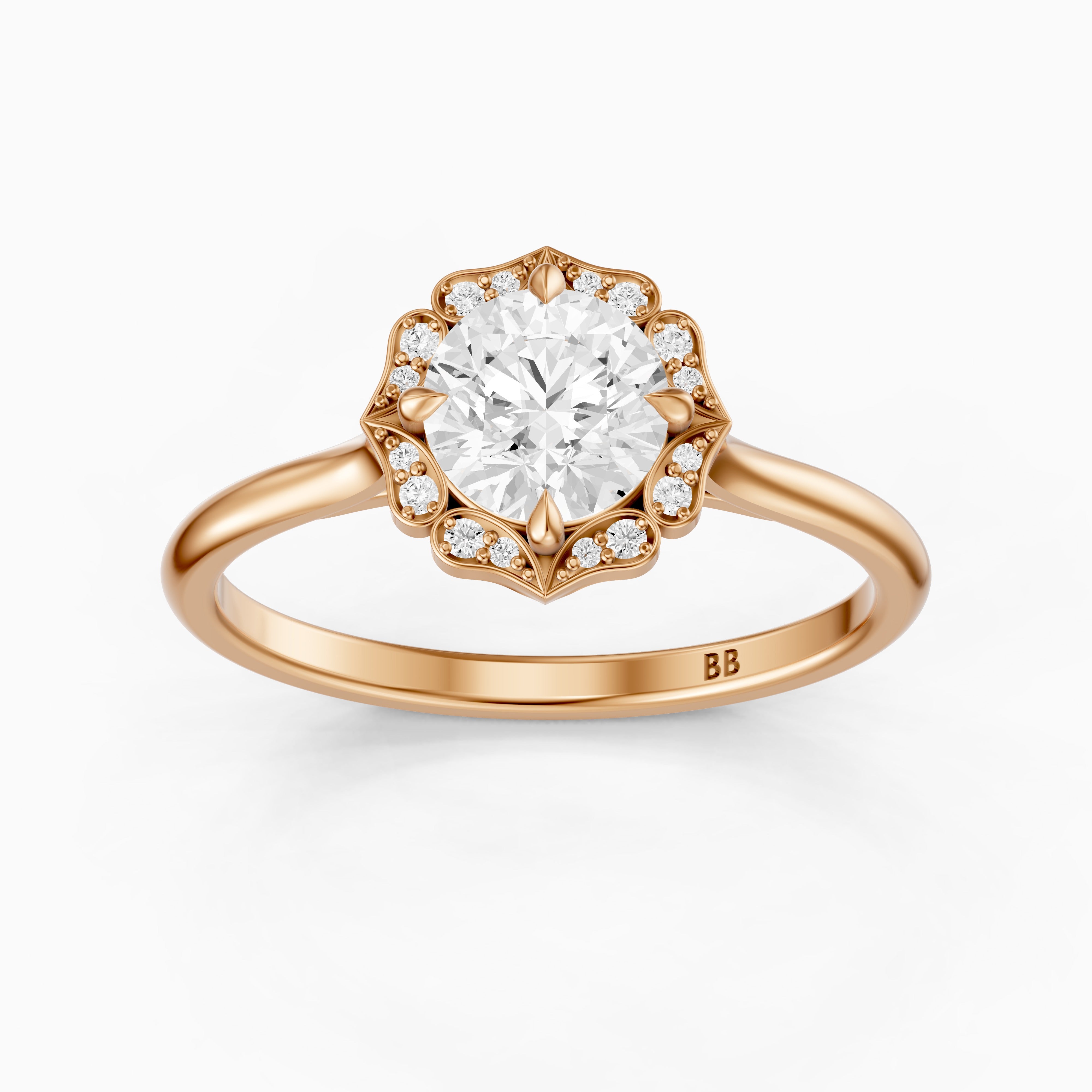 Maddyn Vintage Inspired Round Cut Halo Lab Grown Diamond Ring