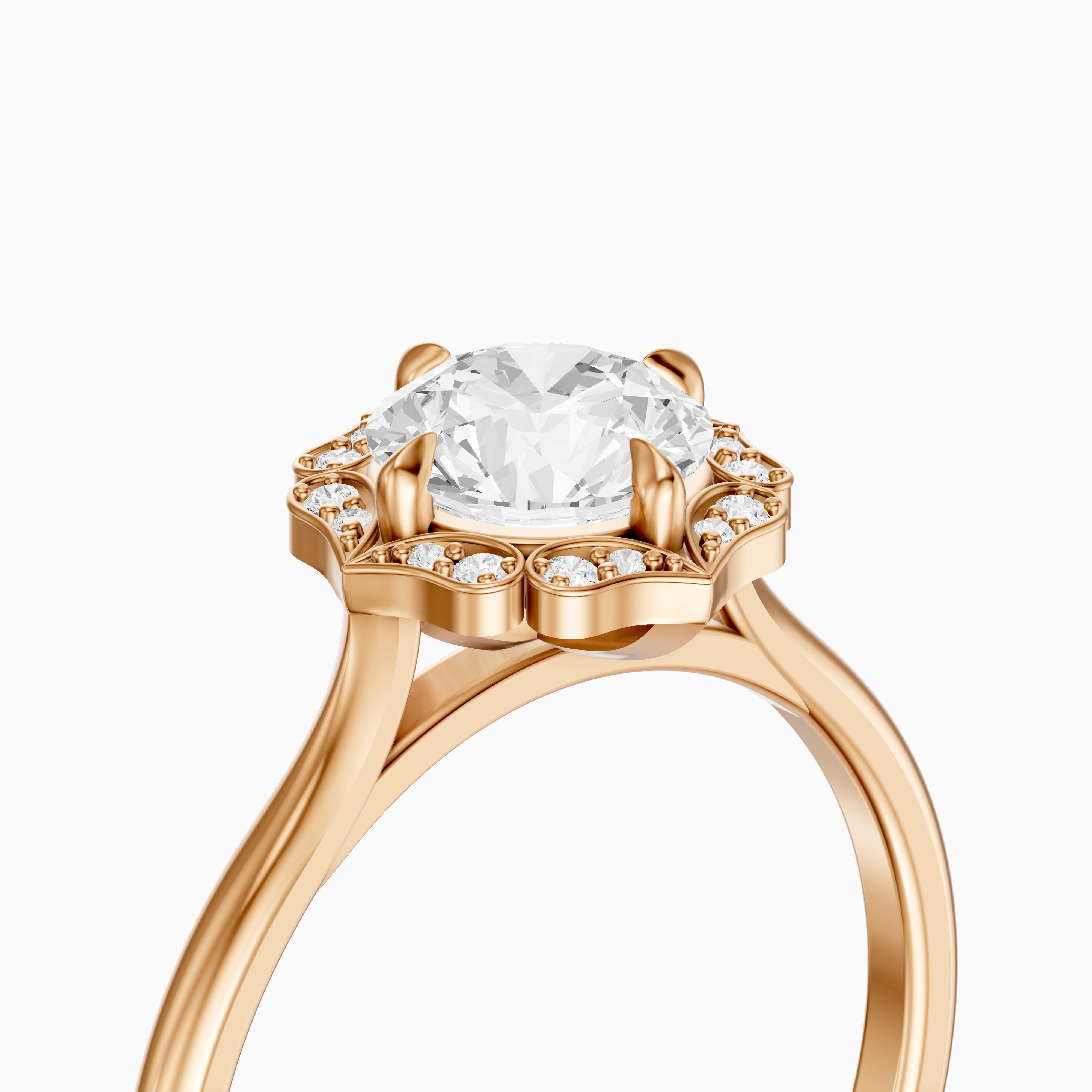 Maddyn Vintage Inspired Round Cut Halo Moissanite Diamond Ring