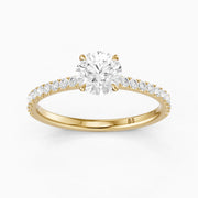 Tinsly Round Cut Side Stone Pave Moissanite Engagement Ring