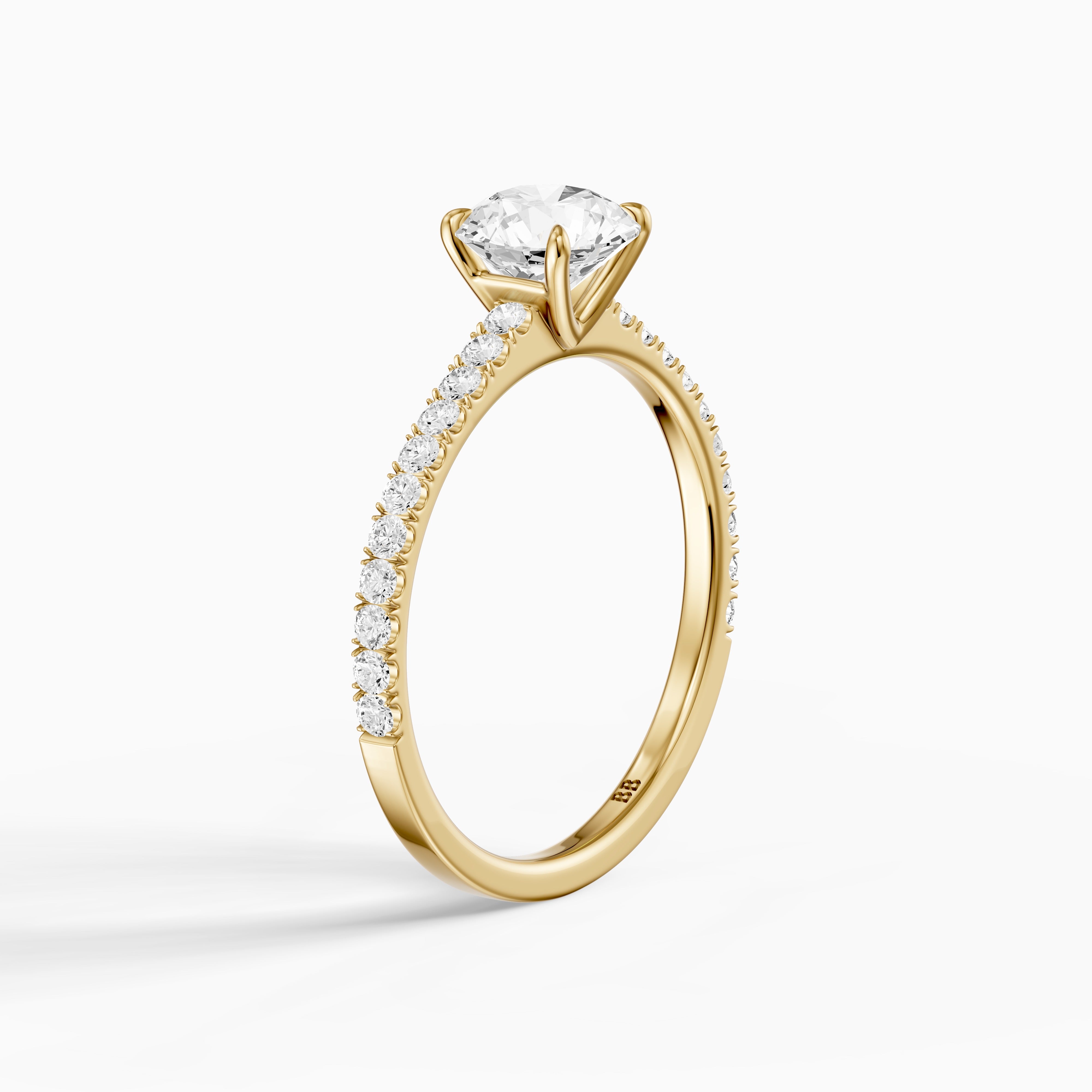 Tinsly Round Cut Side Stone Pave Moissanite Engagement Ring