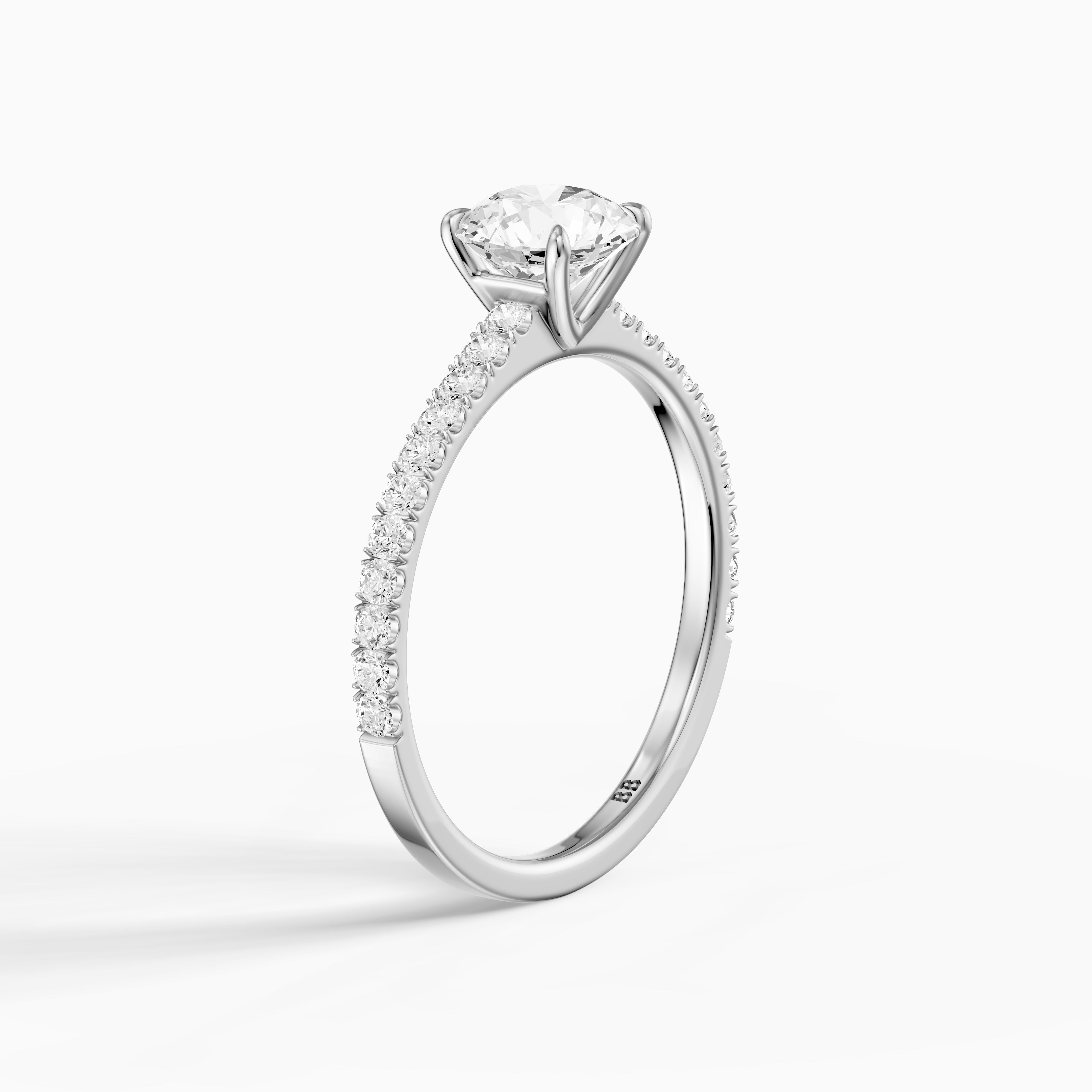 Tinsly Round Cut Side Stone Pave Lab Grown Engagement Ring