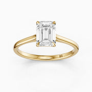 Emmali Emerald Cut Solitaire Cathedral Style Lab Grown Diamond Ring