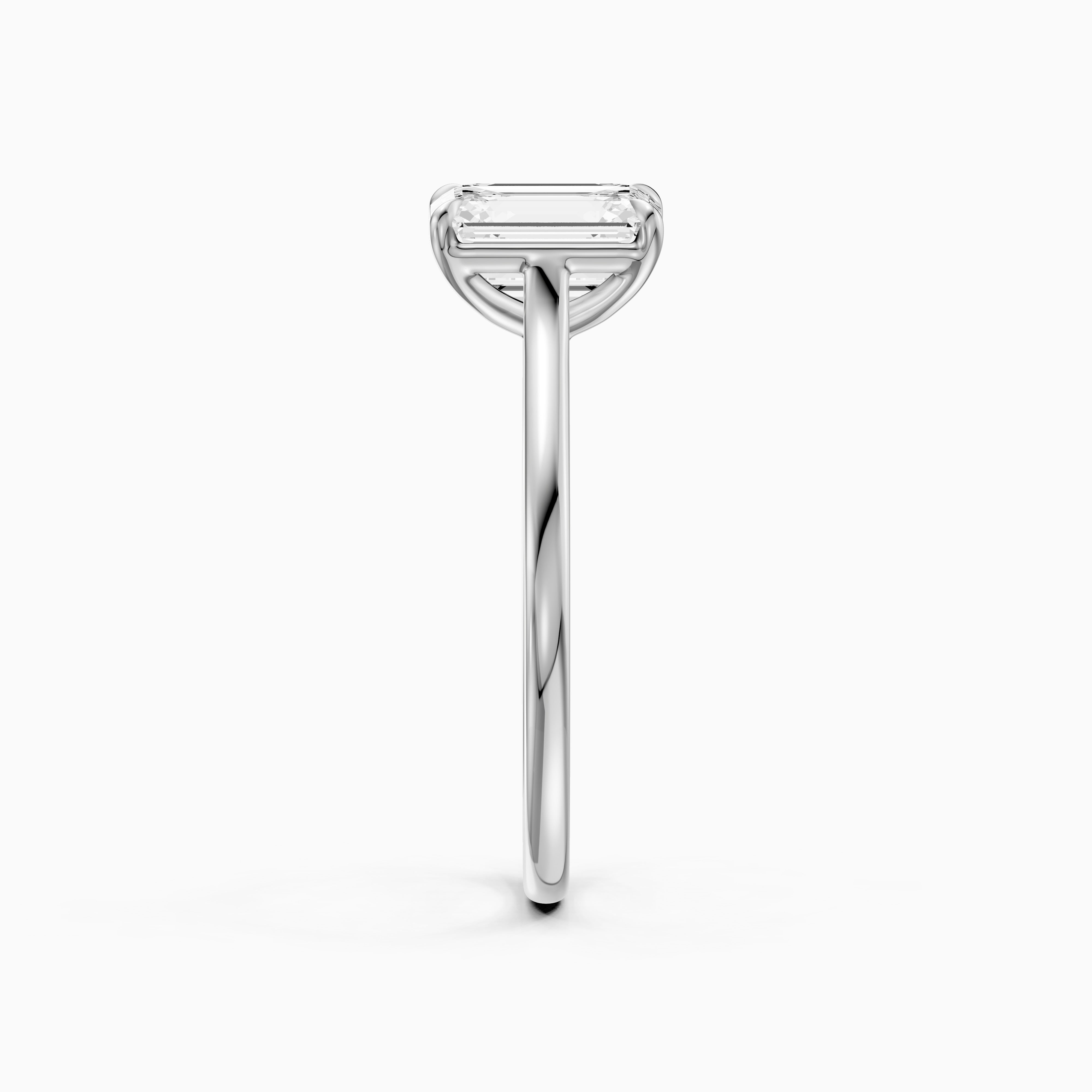 Emmali Emerald Cut Solitaire Cathedral Style Moissanite Diamond Ring