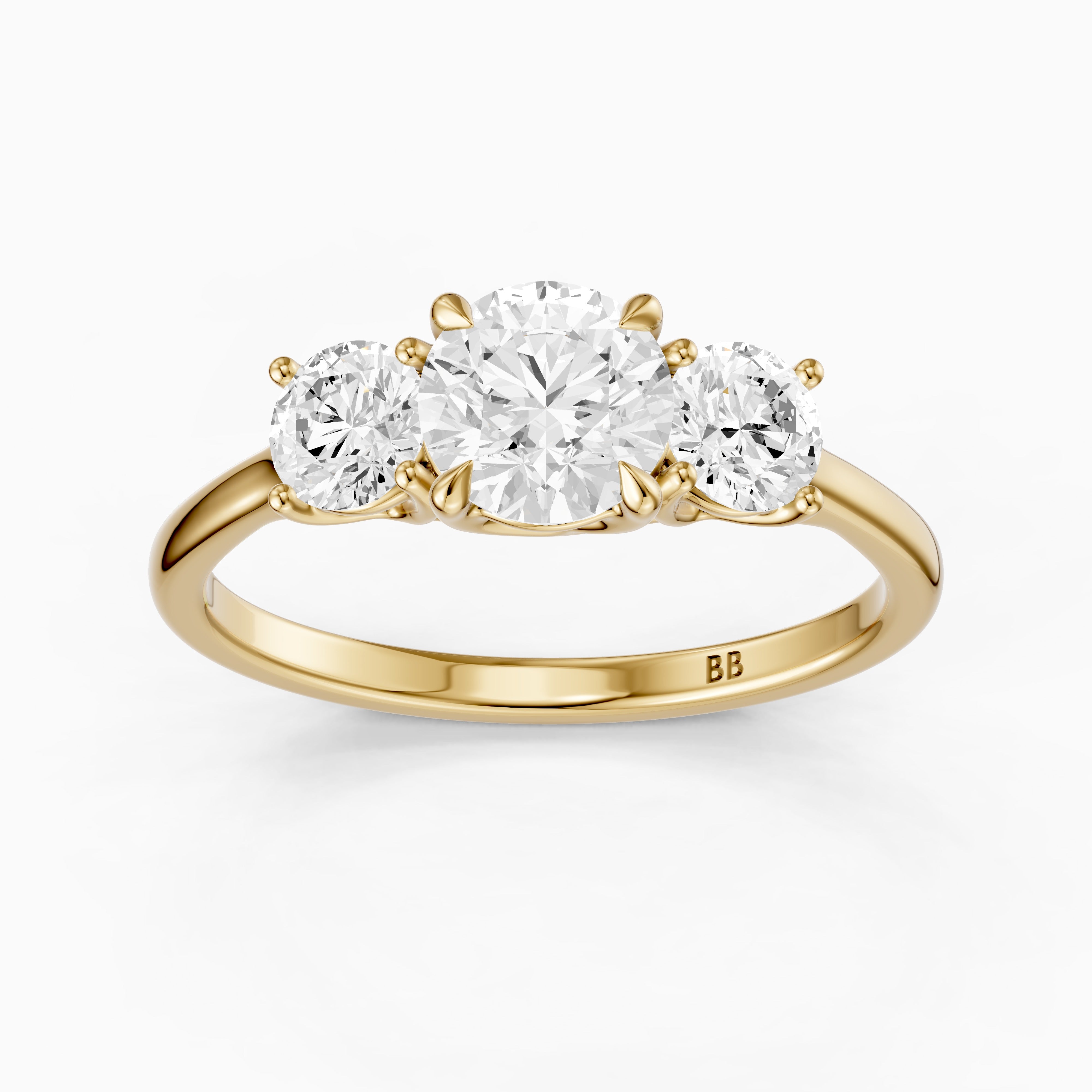Vanessa Three Stone Round Cut Moissanite Diamond Ring