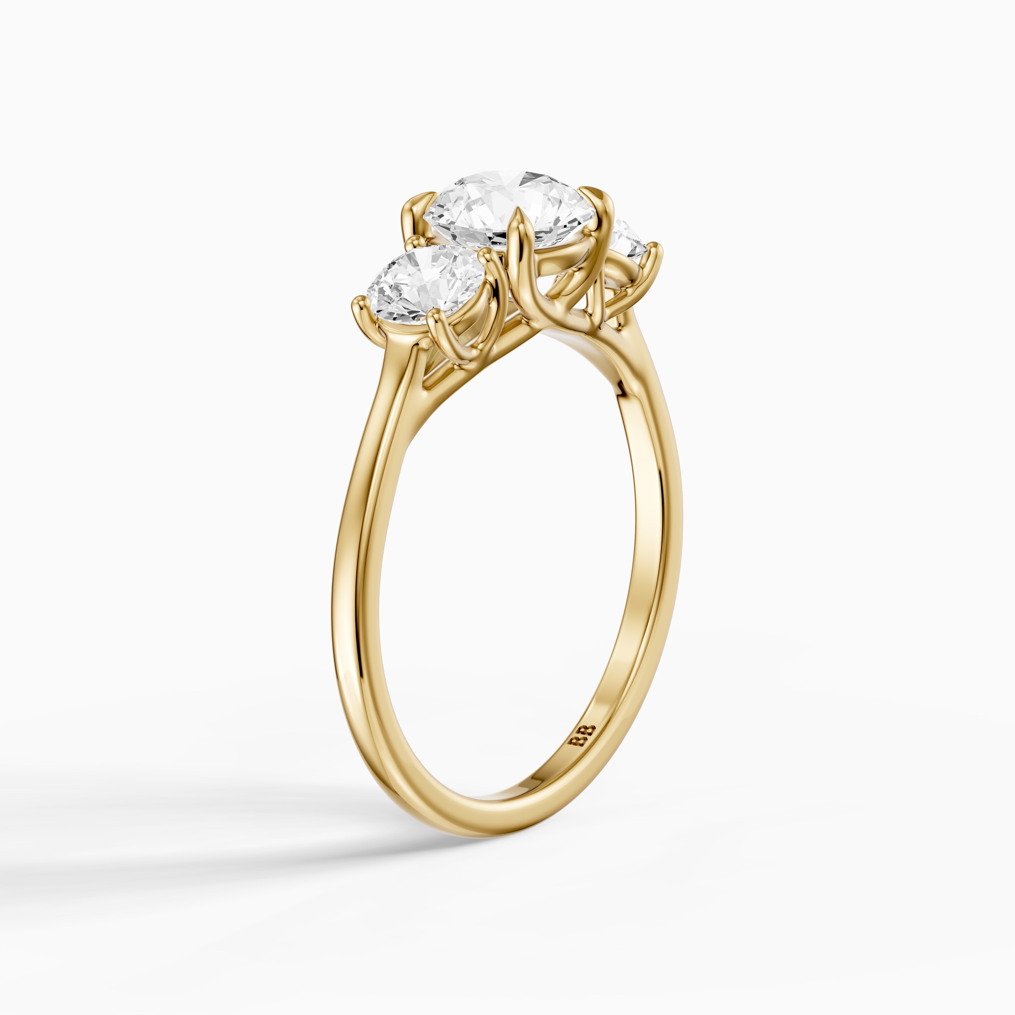Vanessa Three Stone Round Cut Moissanite Diamond Ring