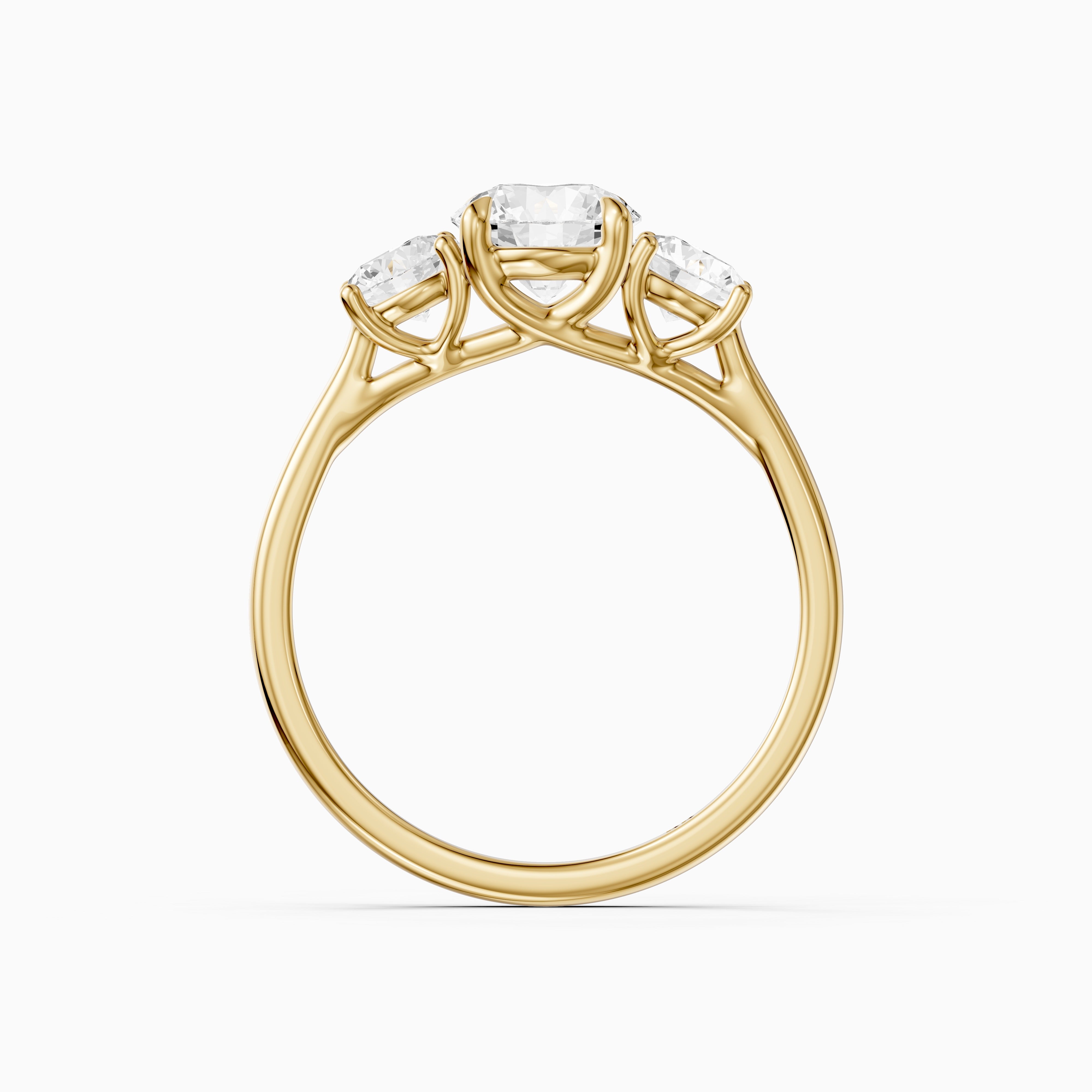 Vanessa Three Stone Round Cut Moissanite Diamond Ring