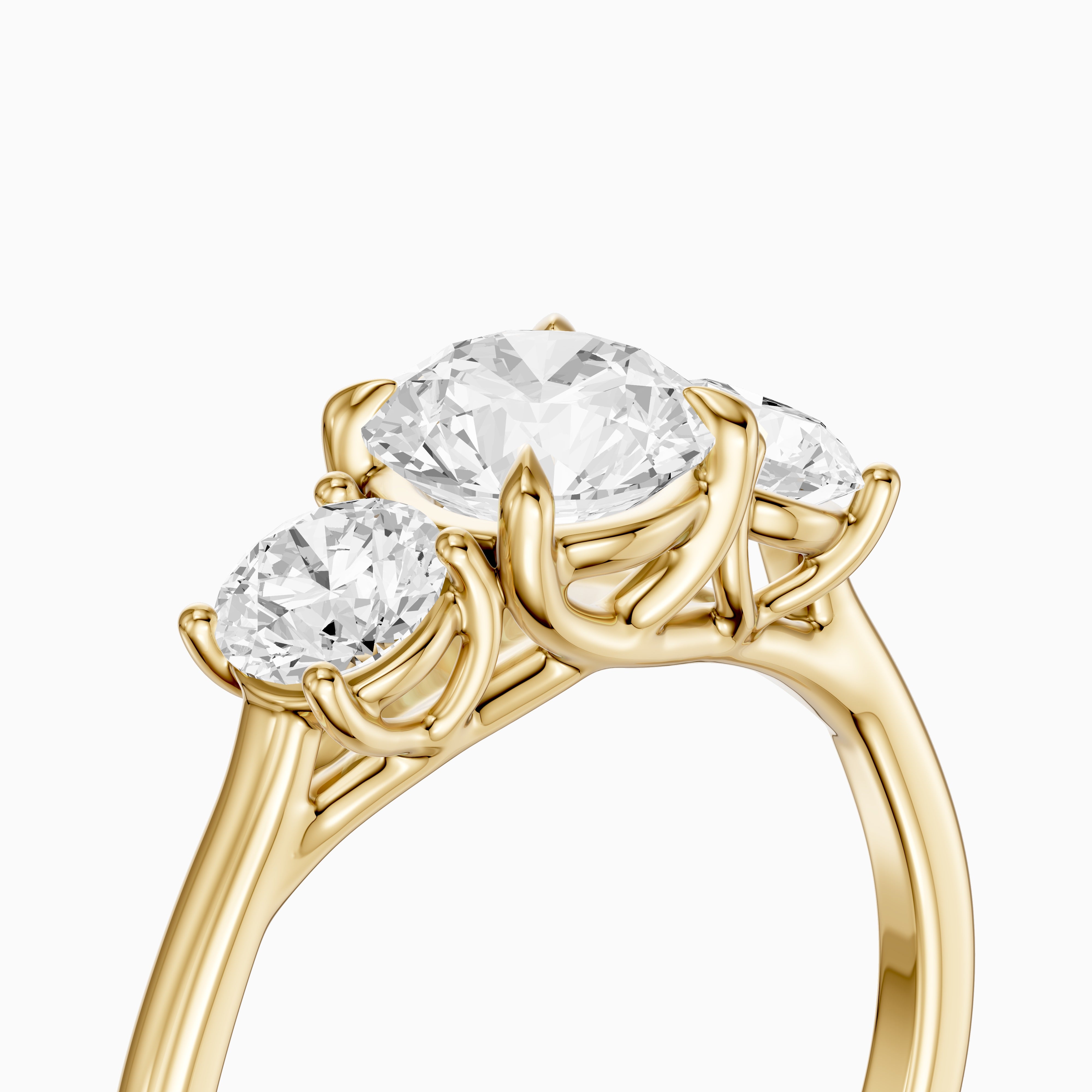 Vanessa Three Stone Round Cut Moissanite Diamond Ring