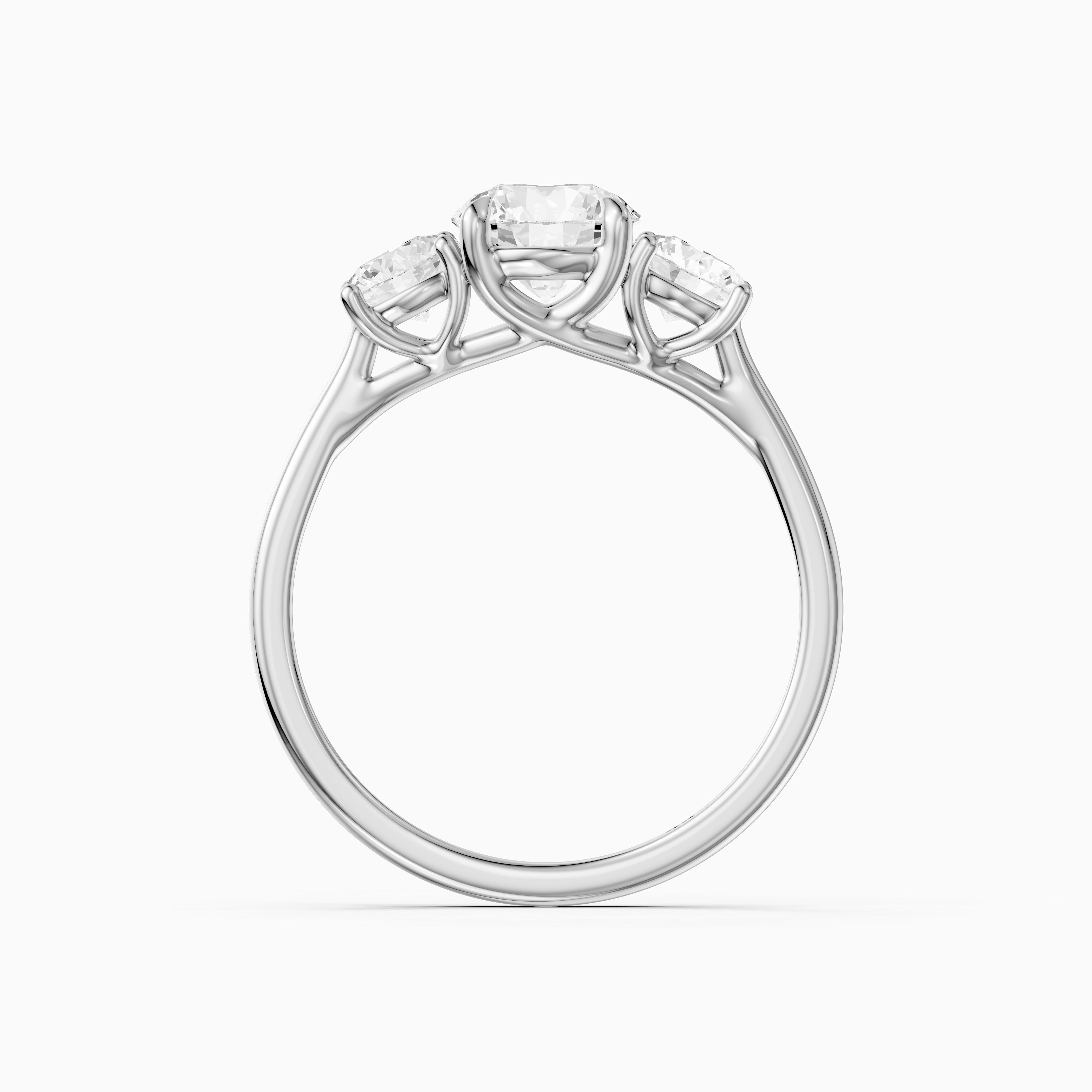 Vanessa Three Stone Round Cut Moissanite Diamond Ring