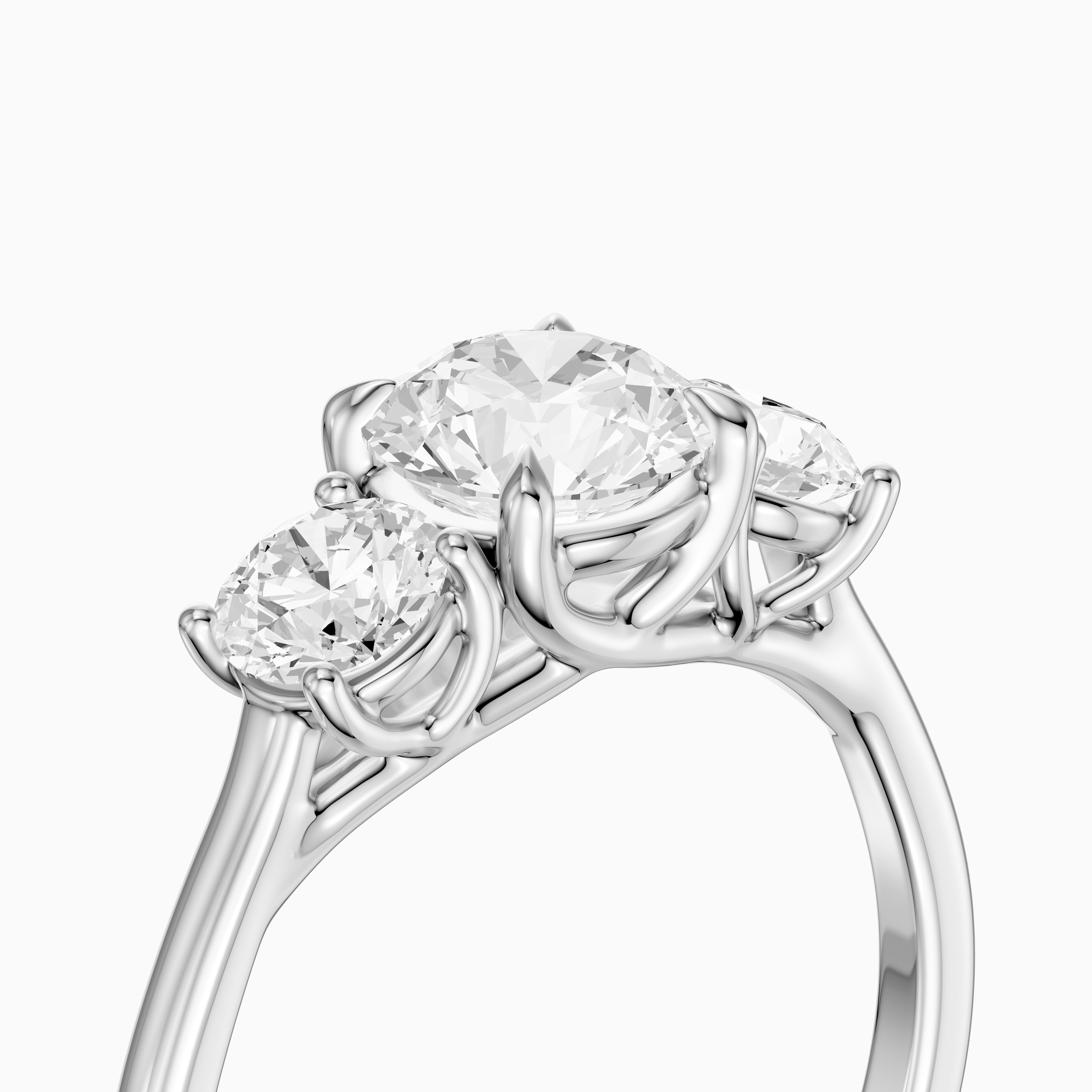 Vanessa Three Stone Round Cut Moissanite Diamond Ring