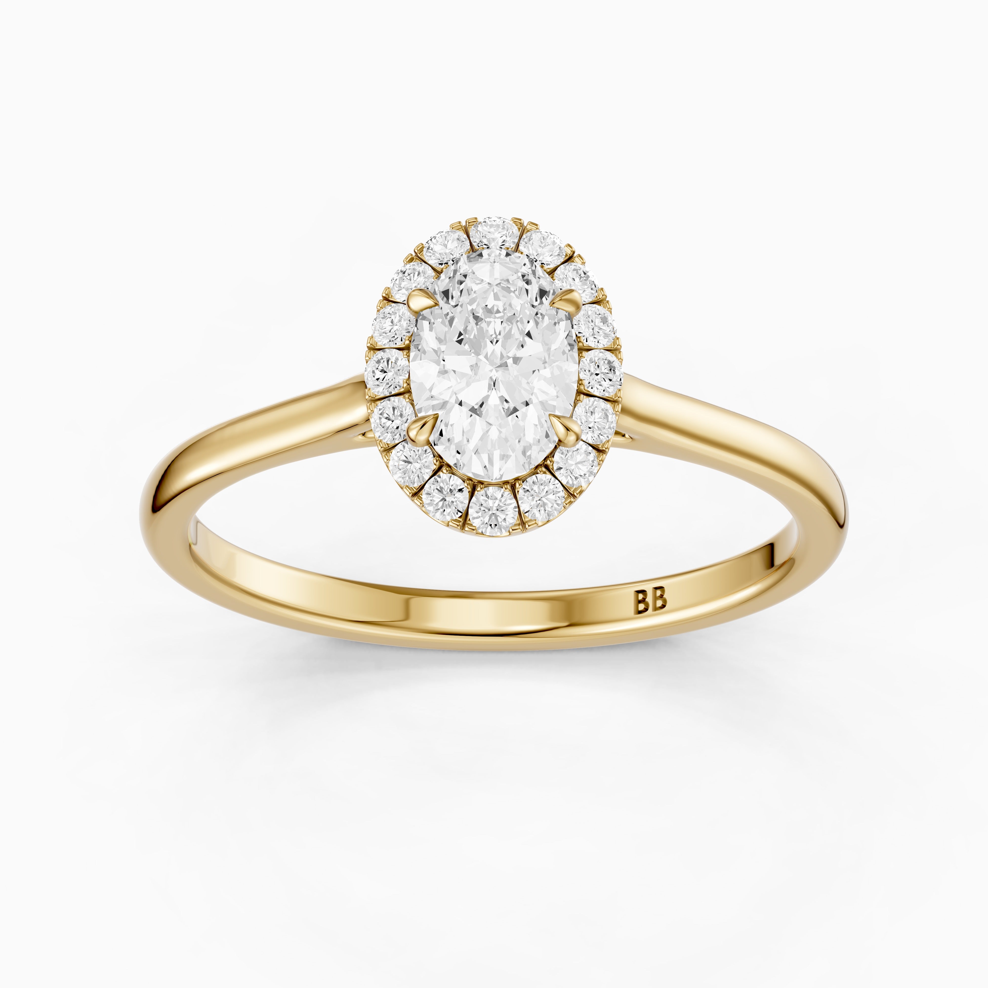 Amaris Oval Halo Cathedral Style Lab Grown Diamond Ring