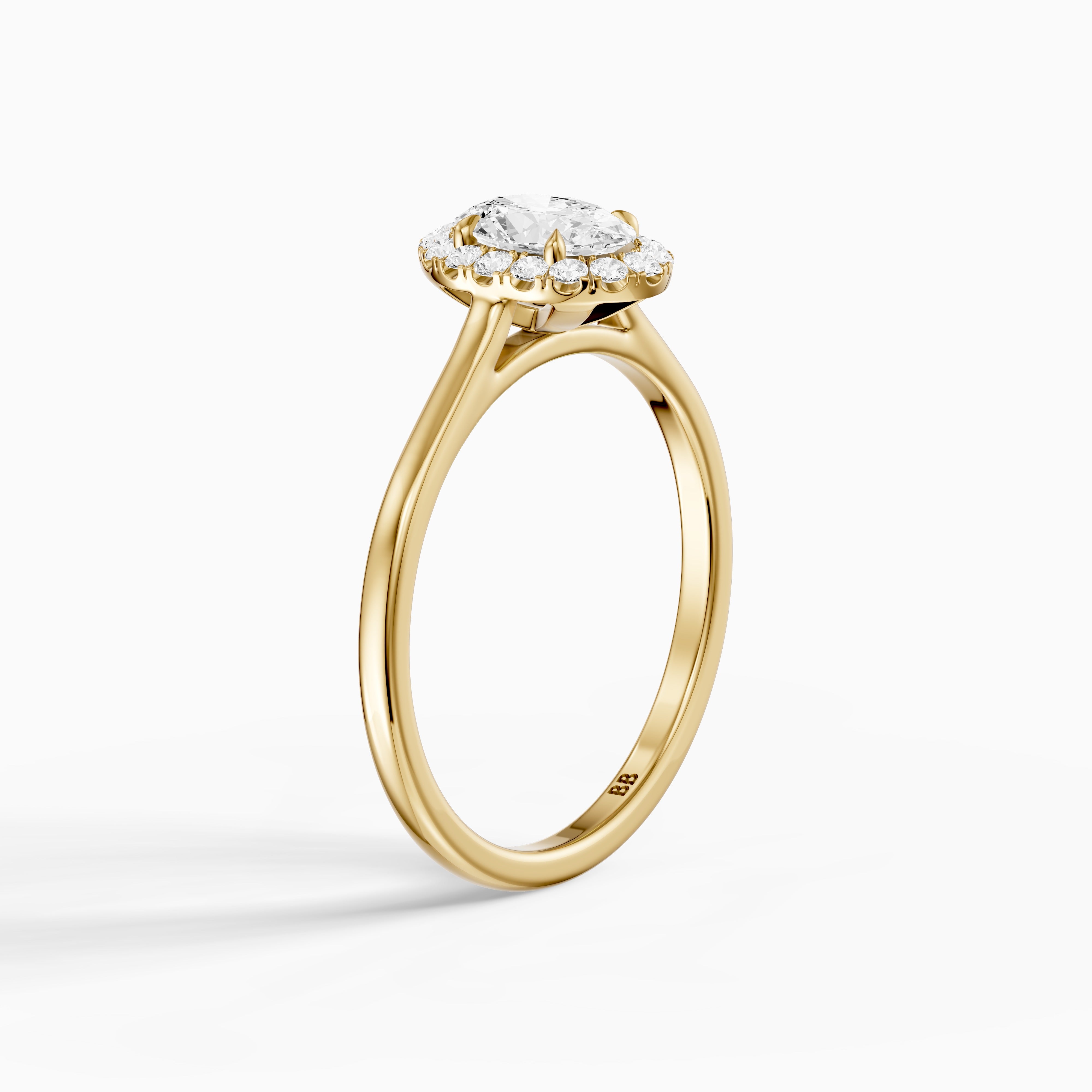 Amaris Oval Halo Cathedral Style Lab Grown Diamond Ring