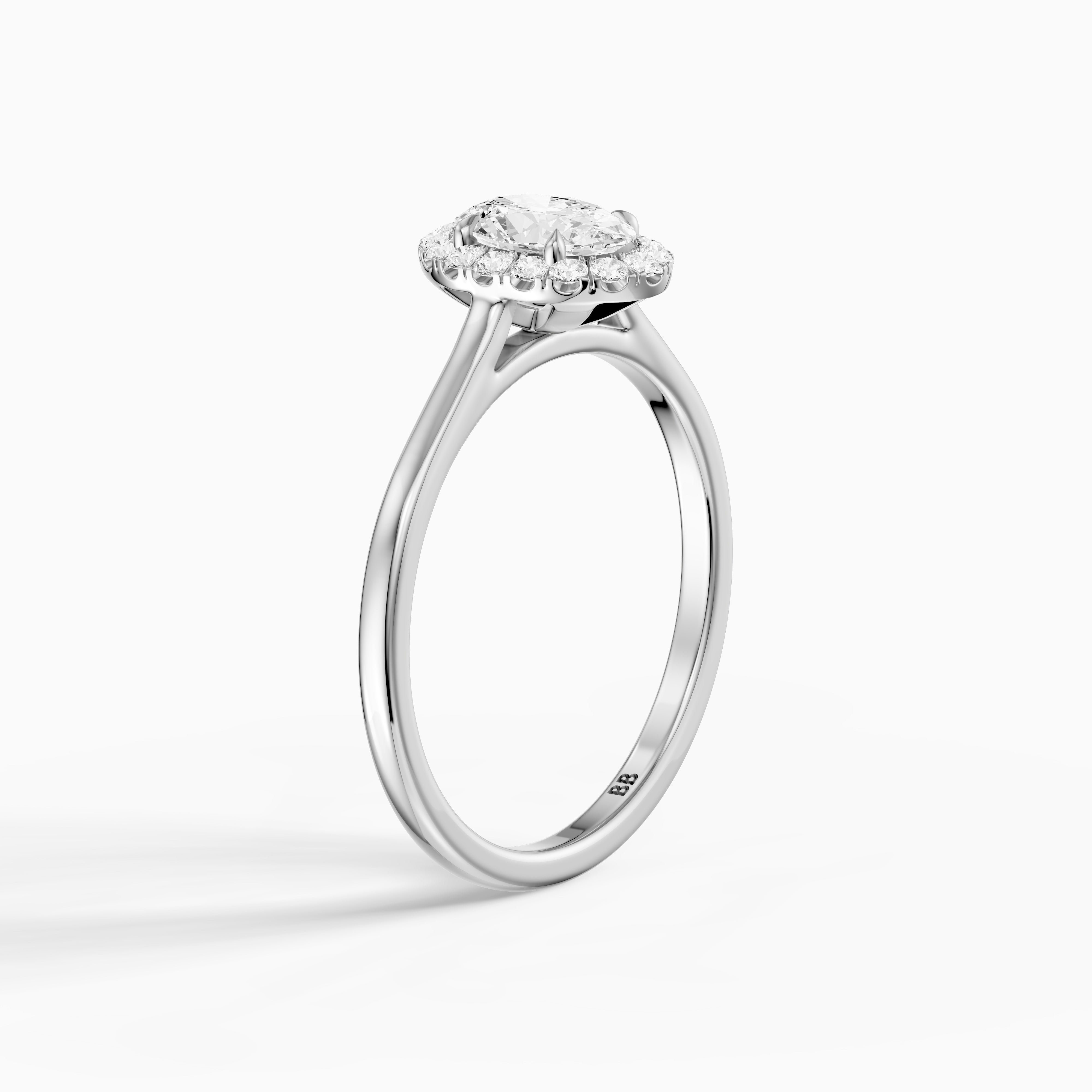 Amaris Oval Halo Cathedral Style Moissanite Diamond Ring