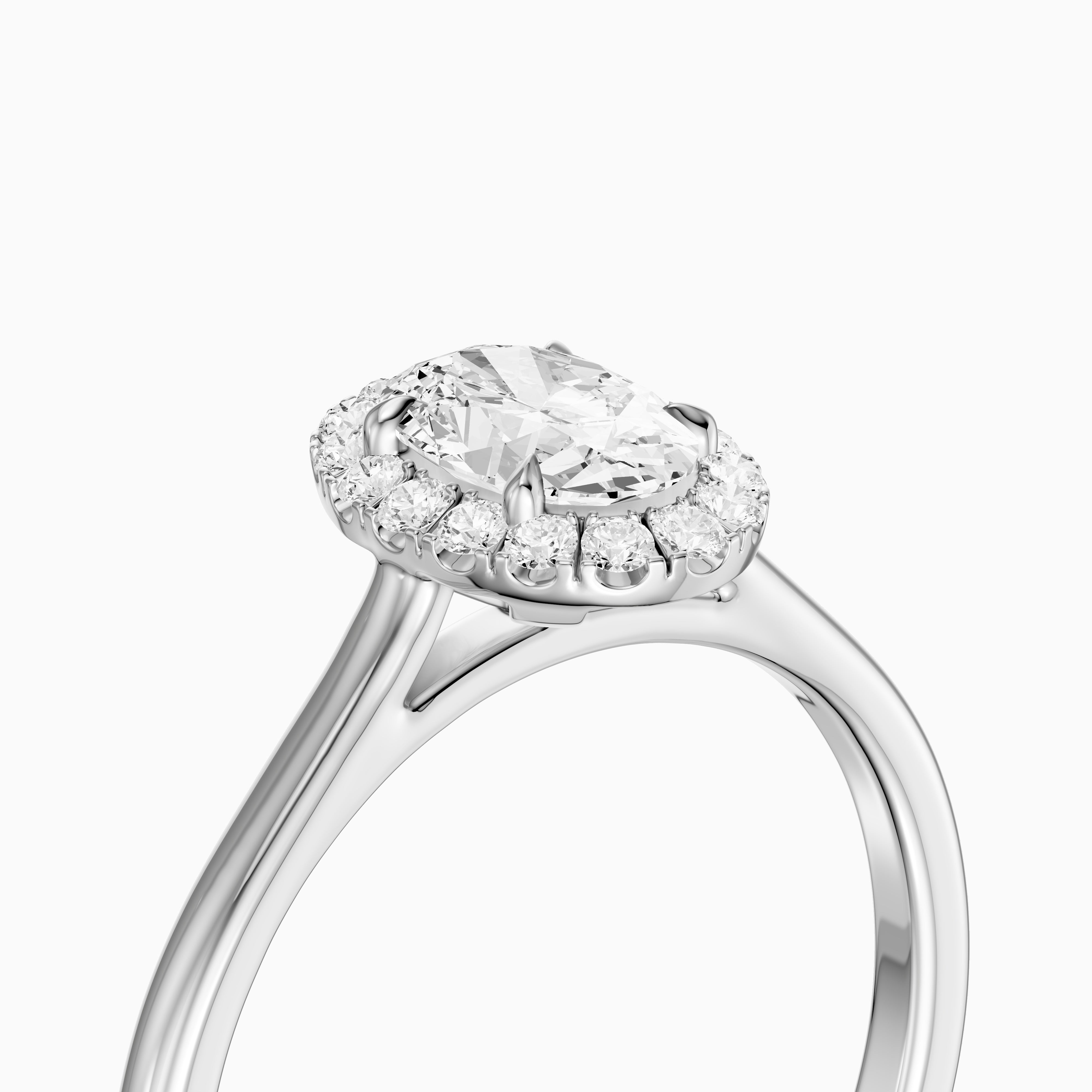 Amaris Oval Halo Cathedral Style Moissanite Diamond Ring