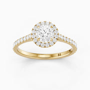Avelin Round Cut Halo Cathedral Pave Lab Grown Diamond Ring