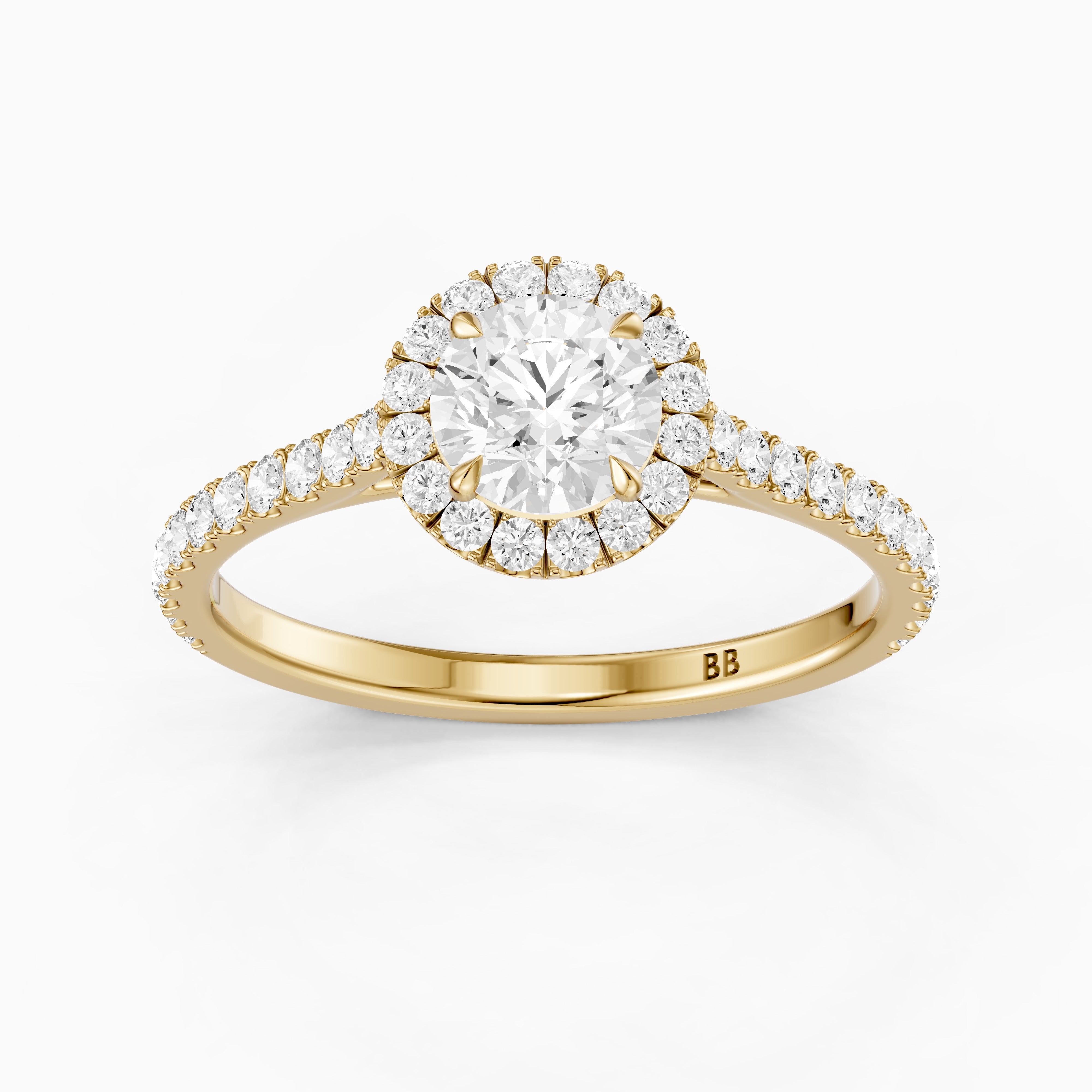 Avelin Round Cut Halo Cathedral Pave Lab Grown Diamond Ring