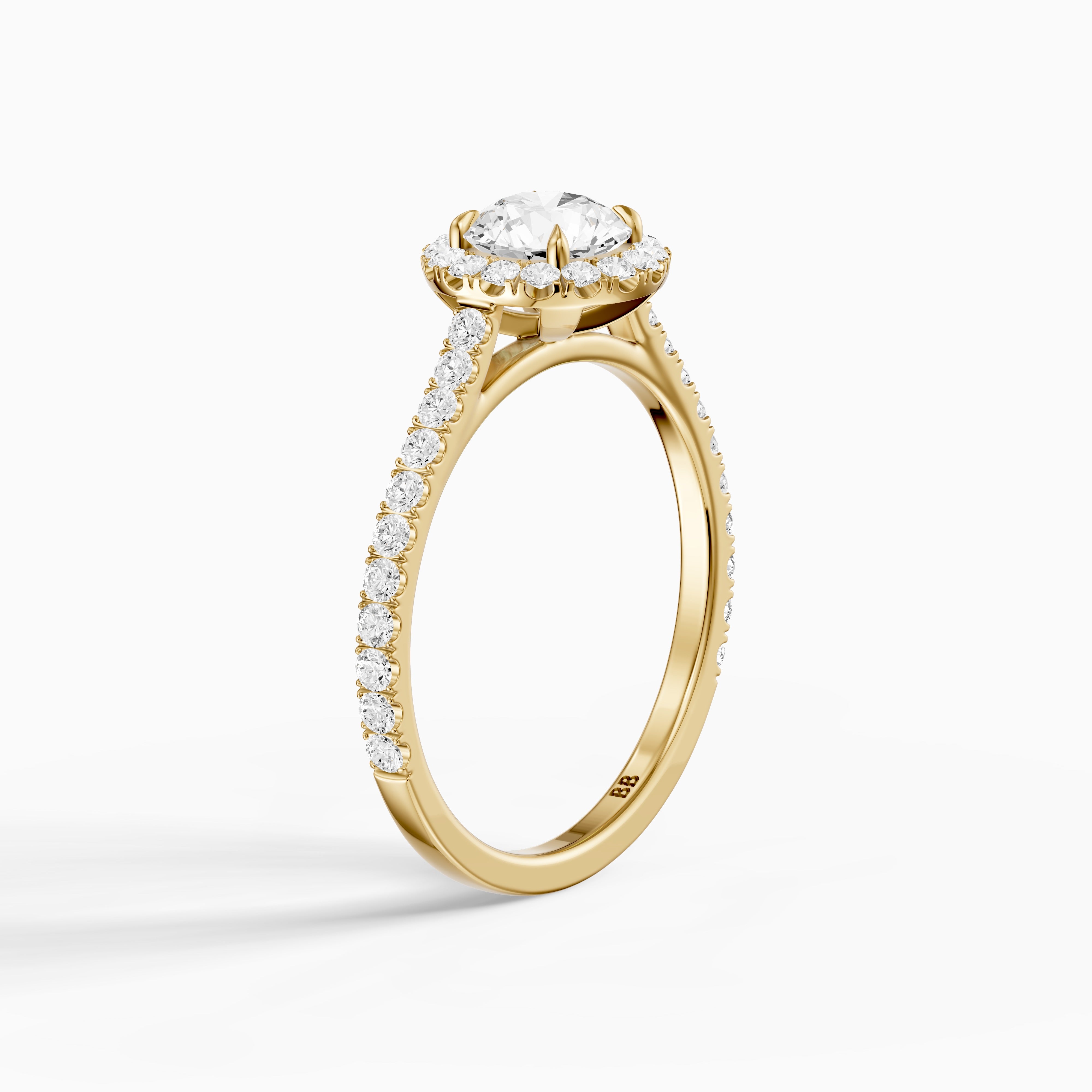 Avelin Round Cut Halo Cathedral Pave Lab Grown Diamond Ring