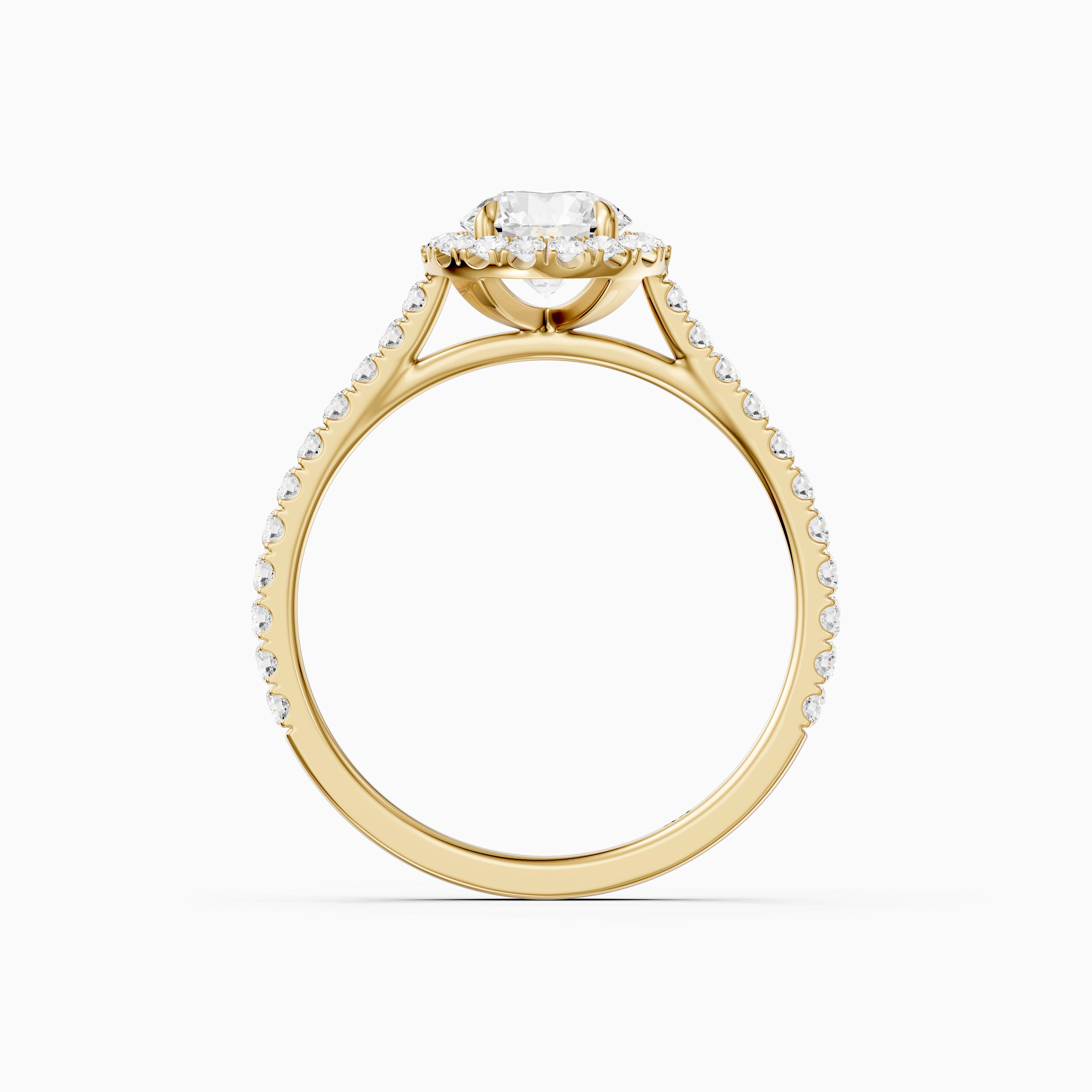 Avelin Round Cut Halo Cathedral Pave Moissanite Diamond Ring