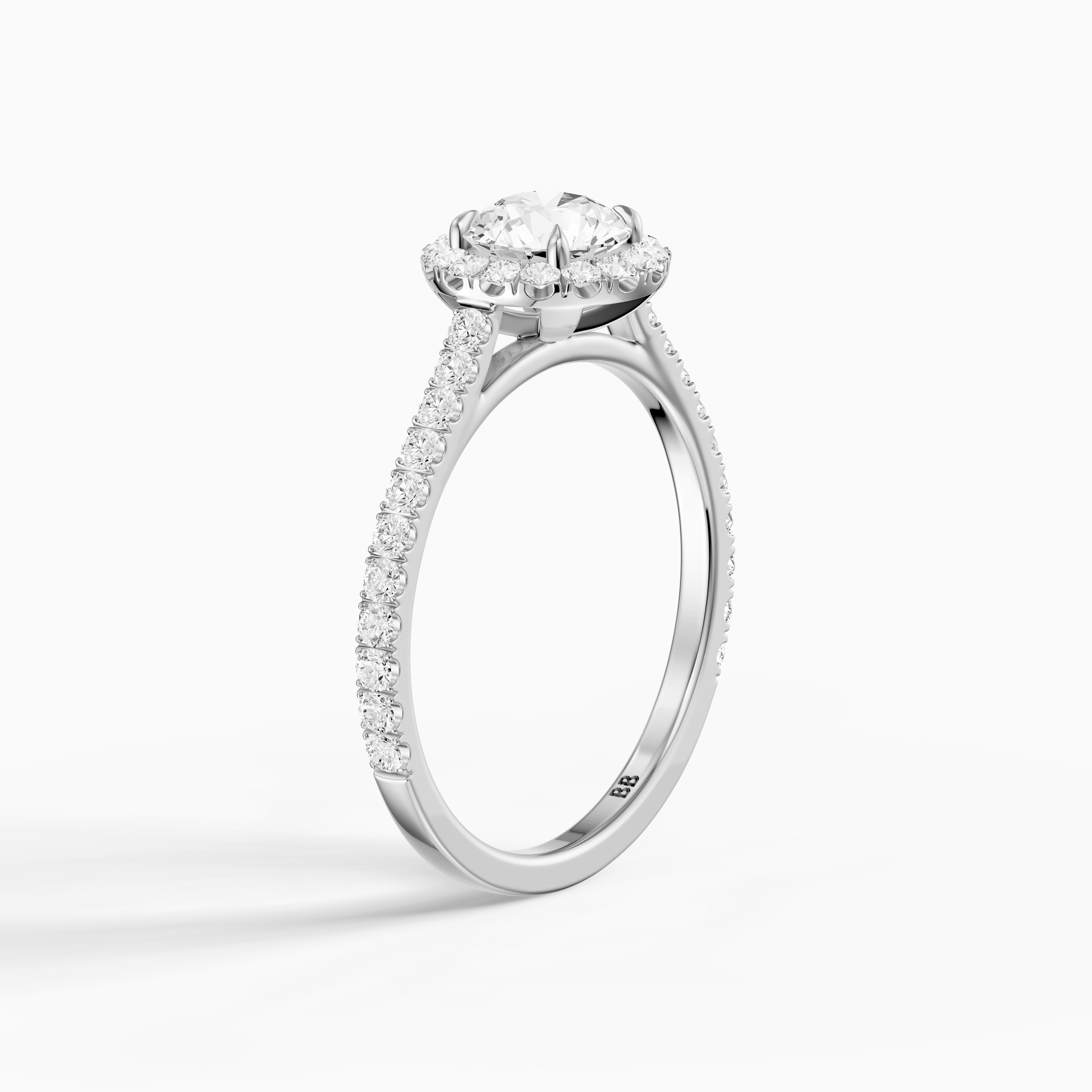 Avelin Round Cut Halo Cathedral Pave Moissanite Diamond Ring