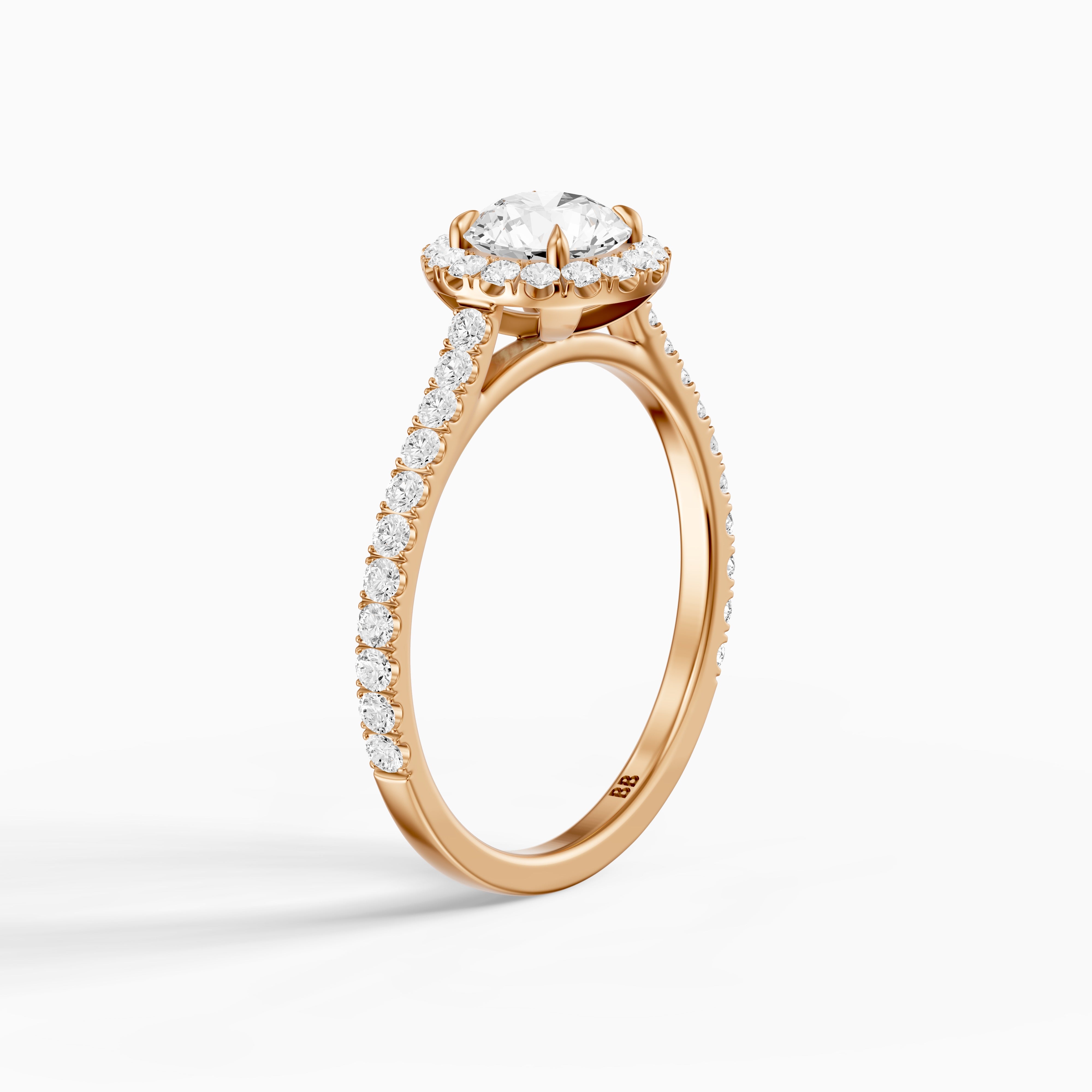 Avelin Round Cut Halo Cathedral Pave Moissanite Diamond Ring