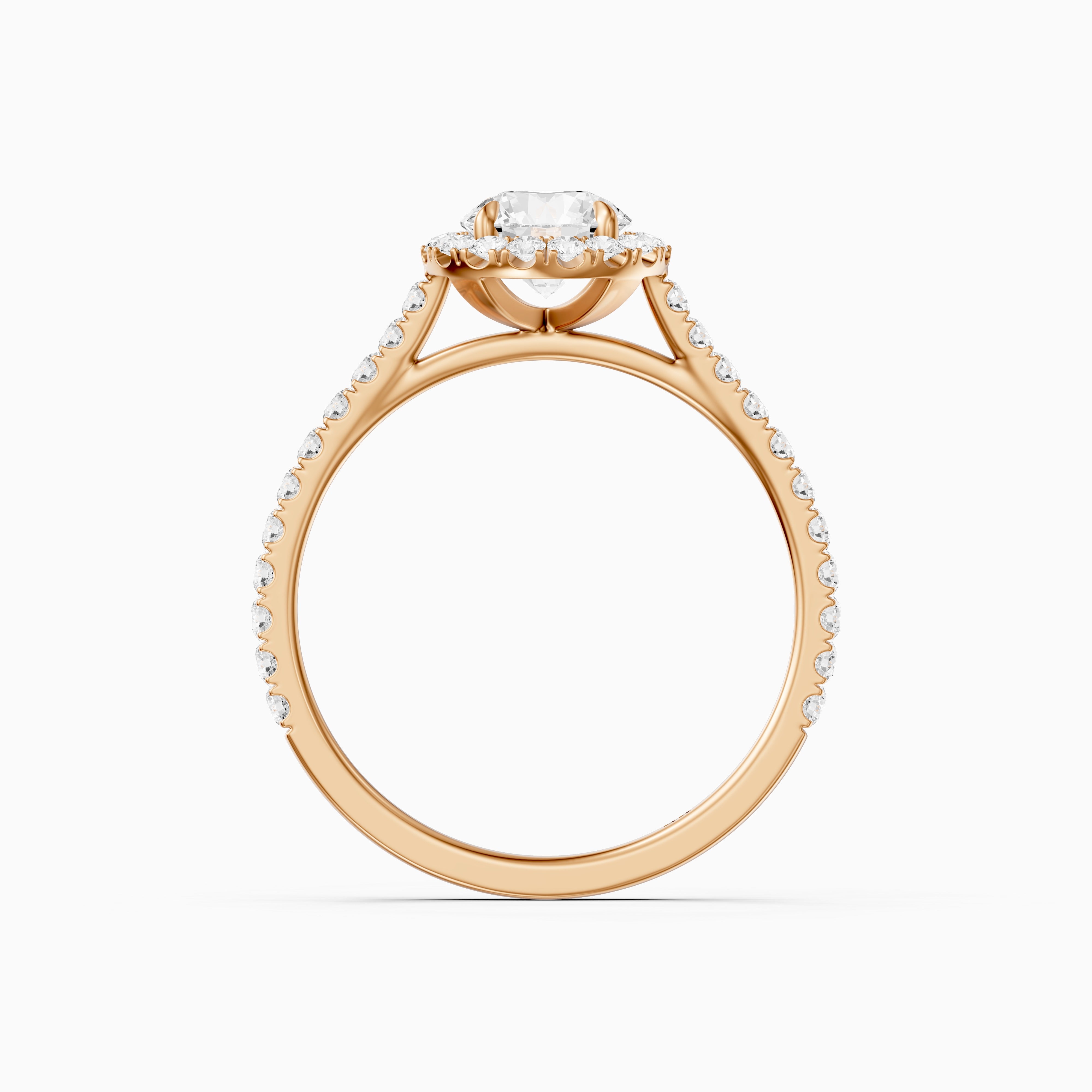 Avelin Round Cut Halo Cathedral Pave Moissanite Diamond Ring