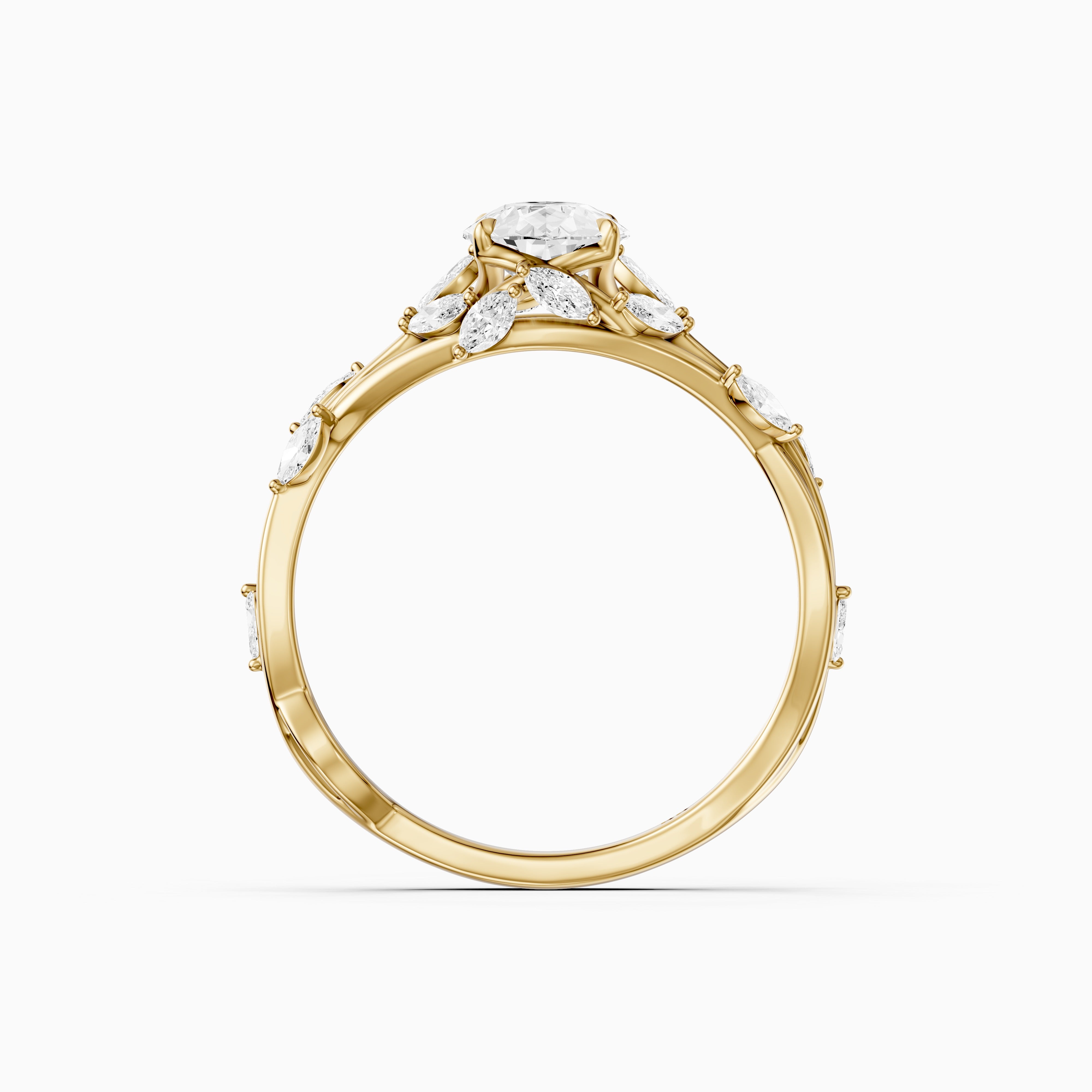 Luna Pear Cut Marquise Side Stone Nature Inspired Moissanite Diamond Ring