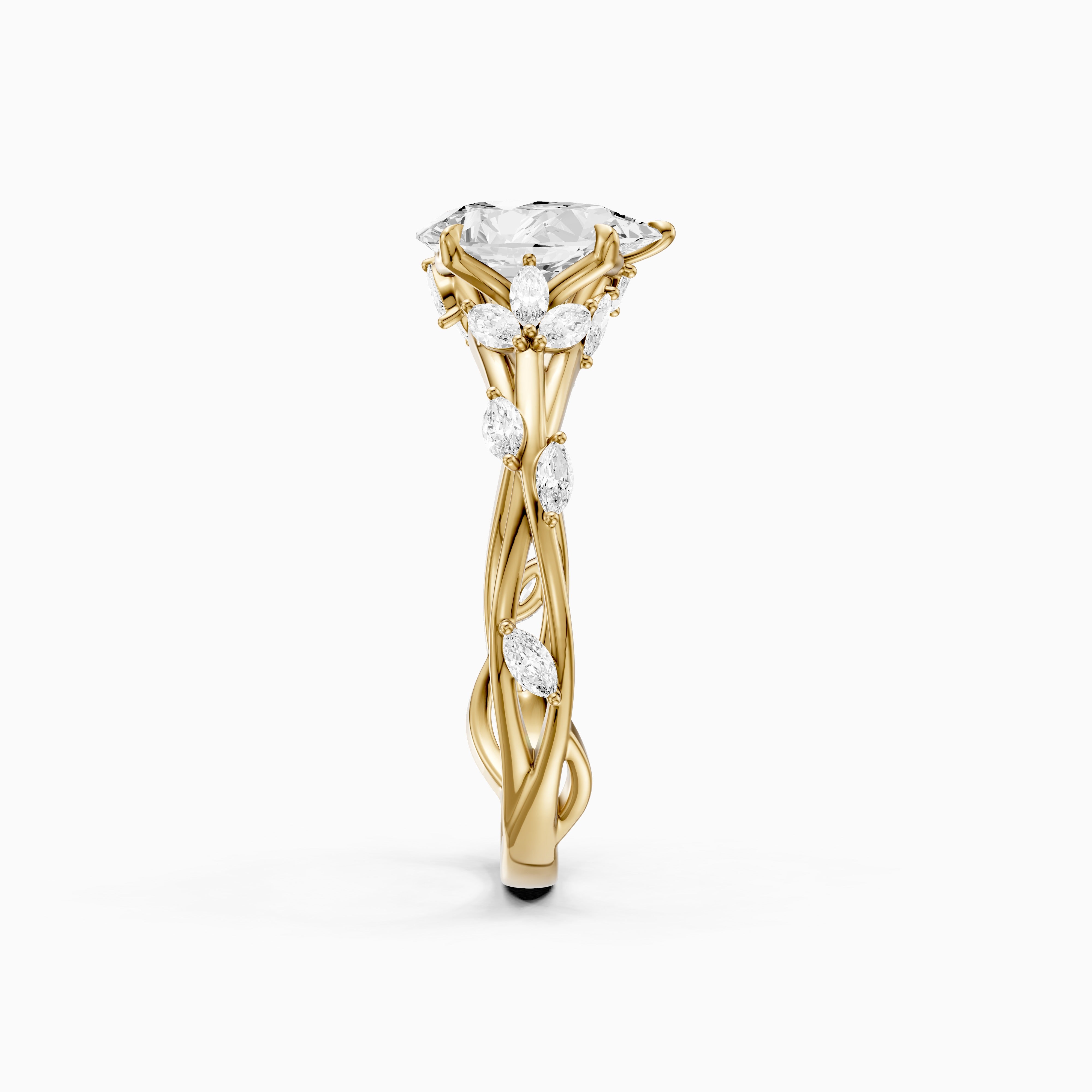 Luna Pear Cut Marquise Side Stone Nature Inspired Moissanite Diamond Ring