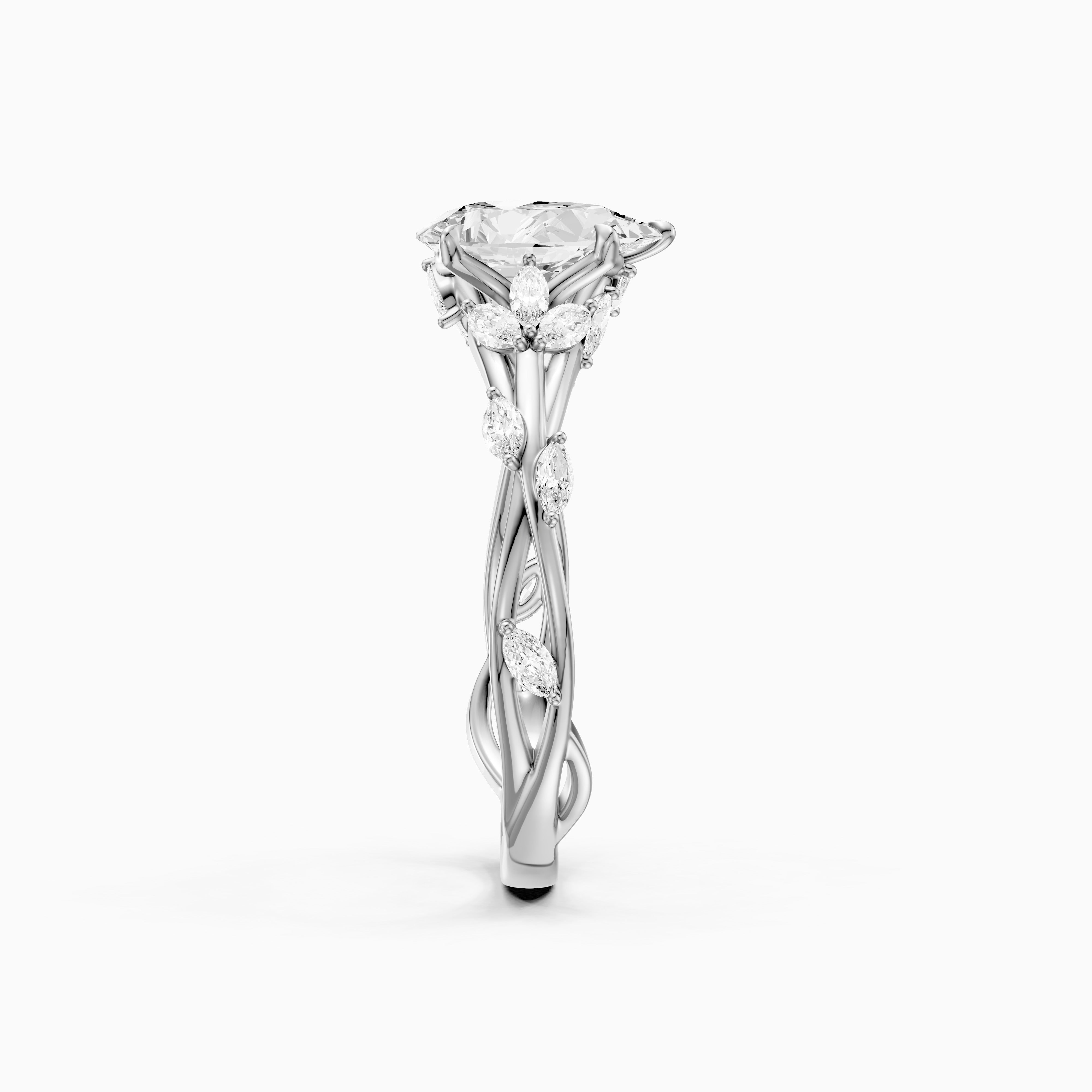 Luna Pear Cut Marquise Side Stone Nature Inspired Moissanite Diamond Ring