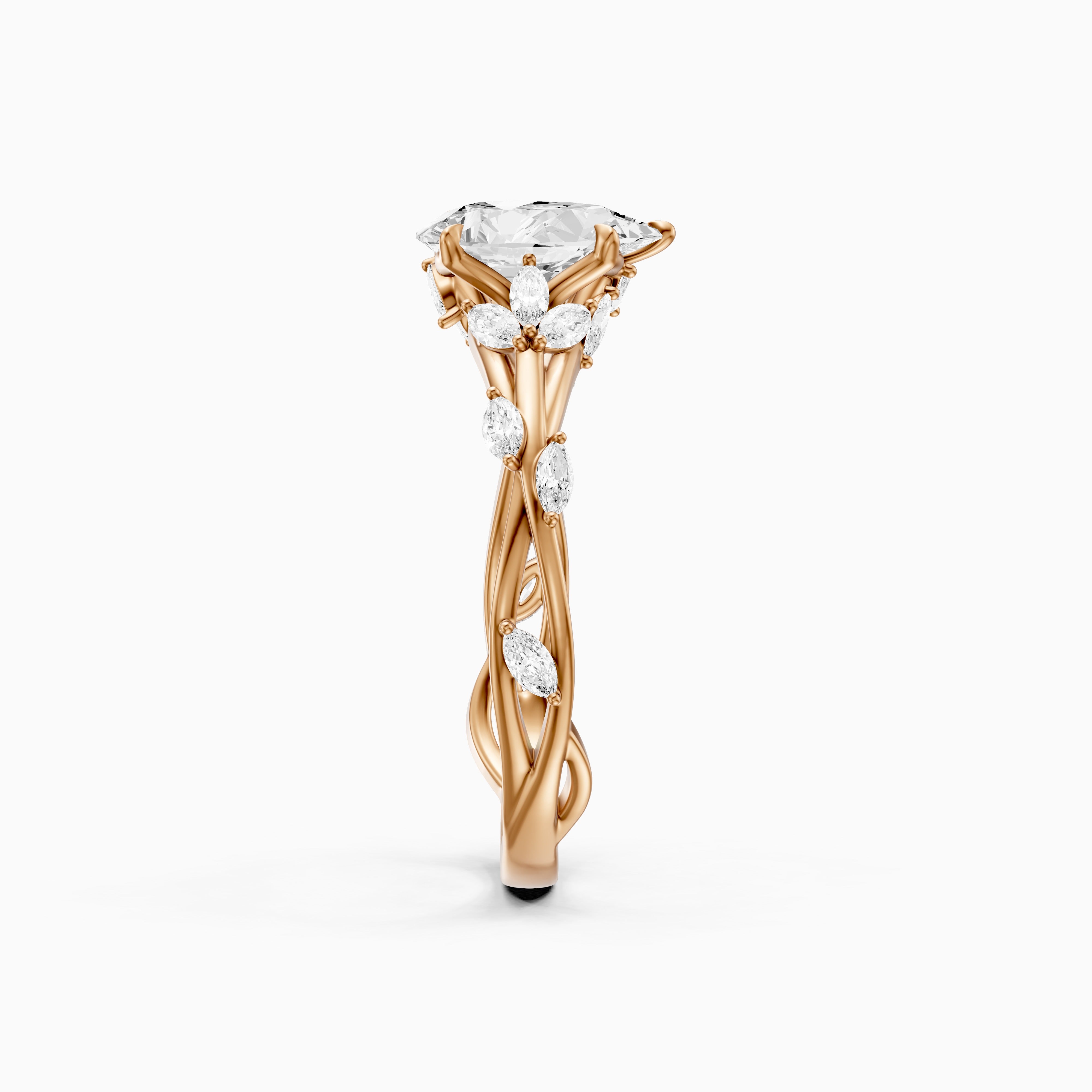 Luna Pear Cut Marquise Side Stone Nature Inspired Moissanite Diamond Ring