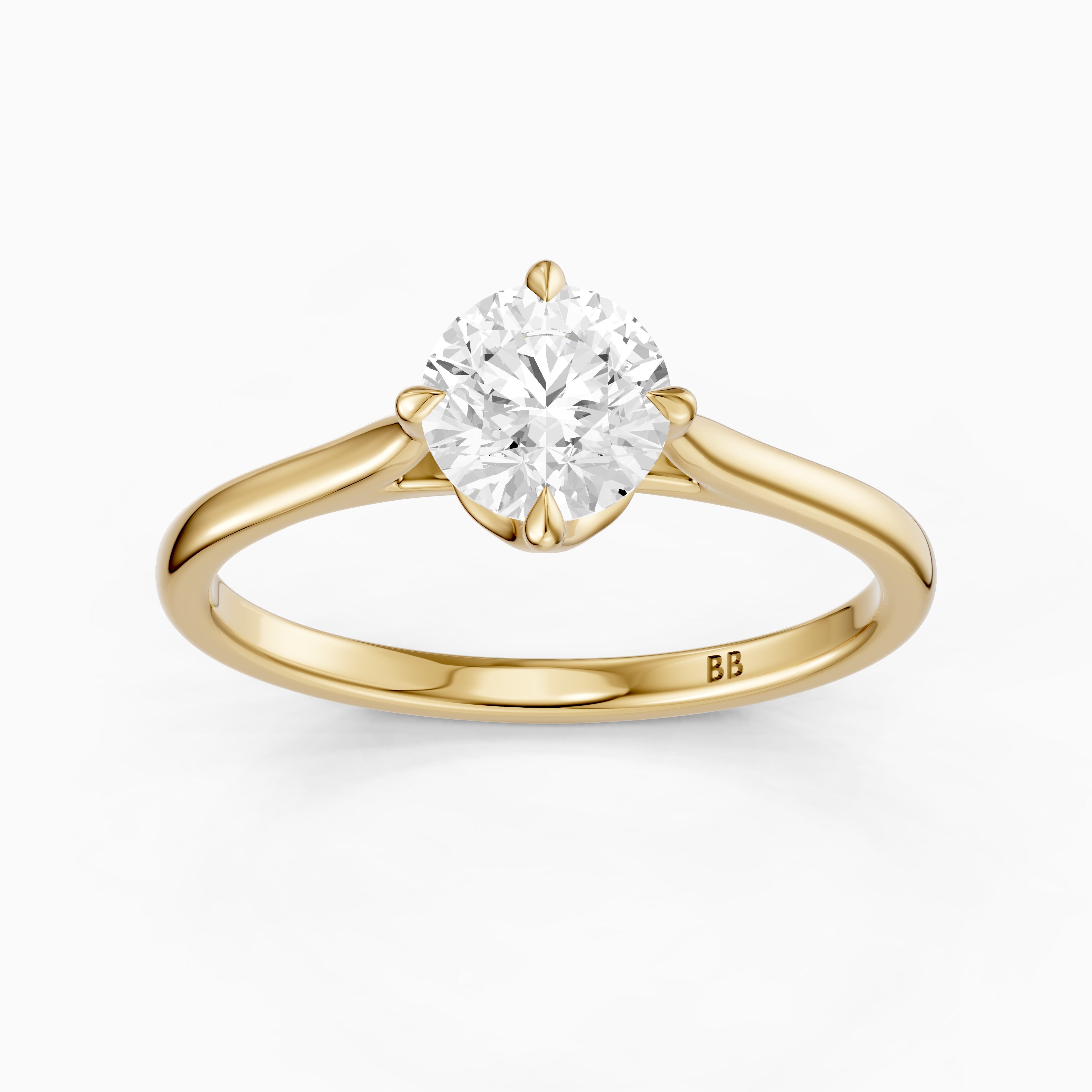 Brynna 4 Prong Round Cut Solitaire Moissanite Diamond Ring