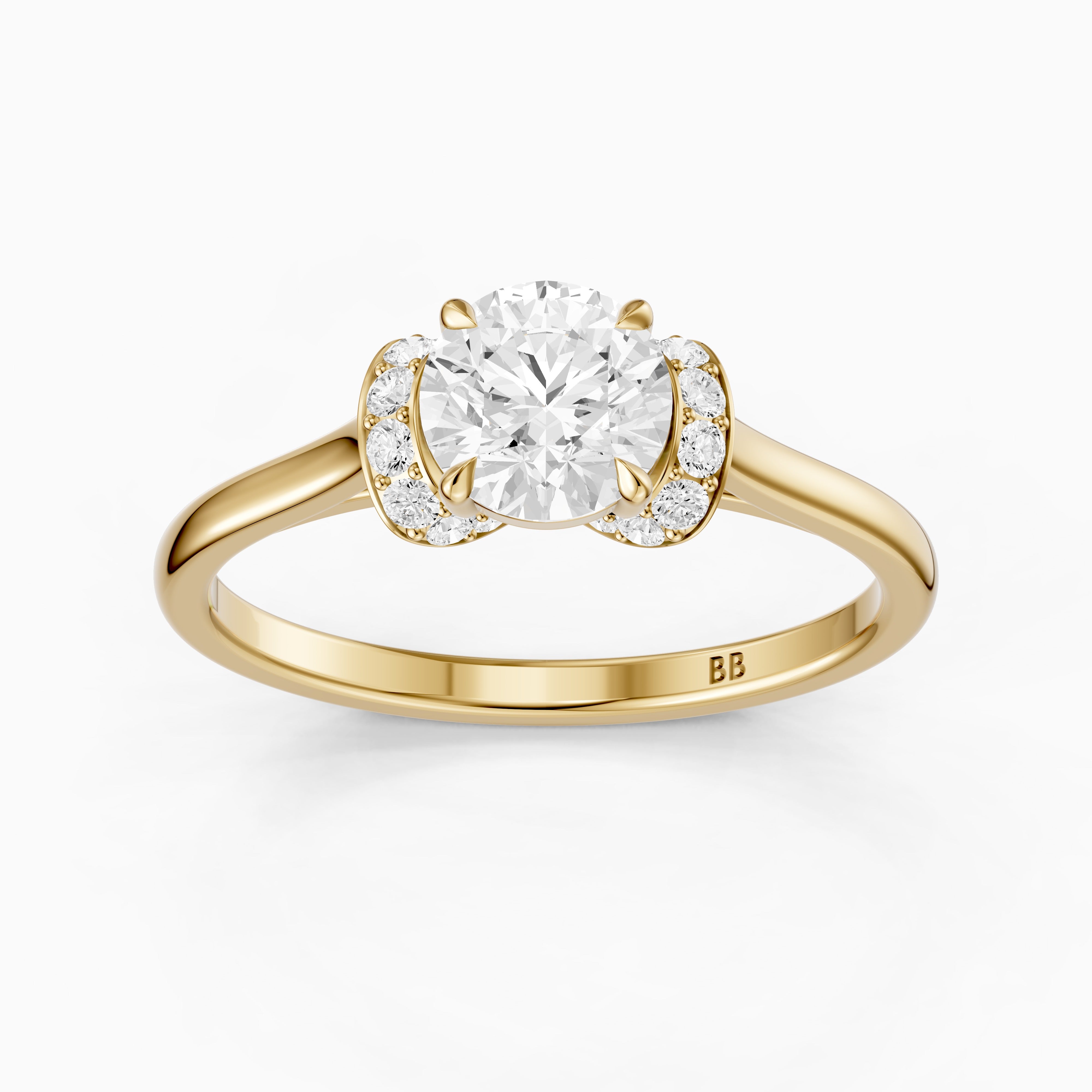 Dalila Round Cut Unique Pave Moissanite Diamond Ring