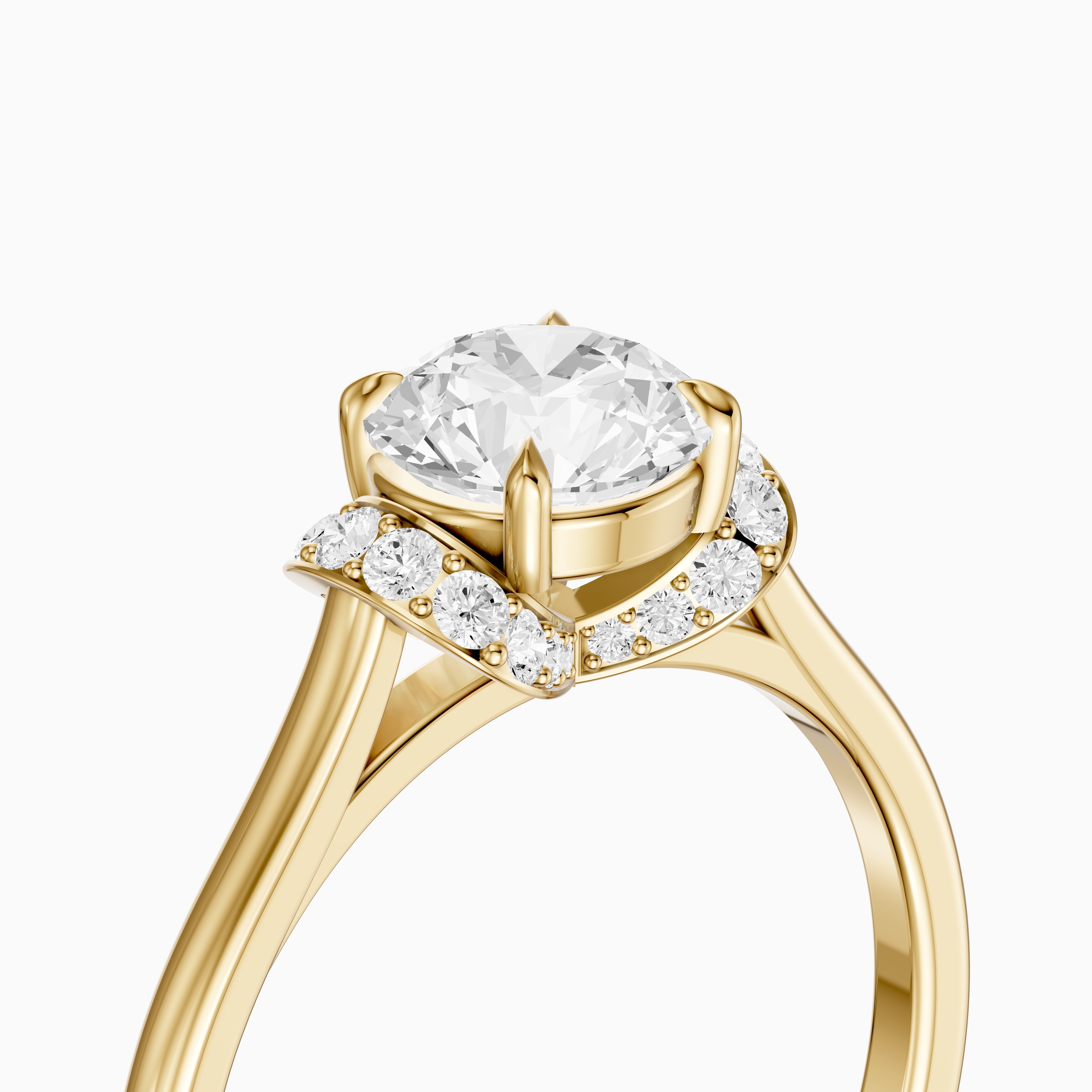 Dalila Round Cut Unique Pave Moissanite Diamond Ring