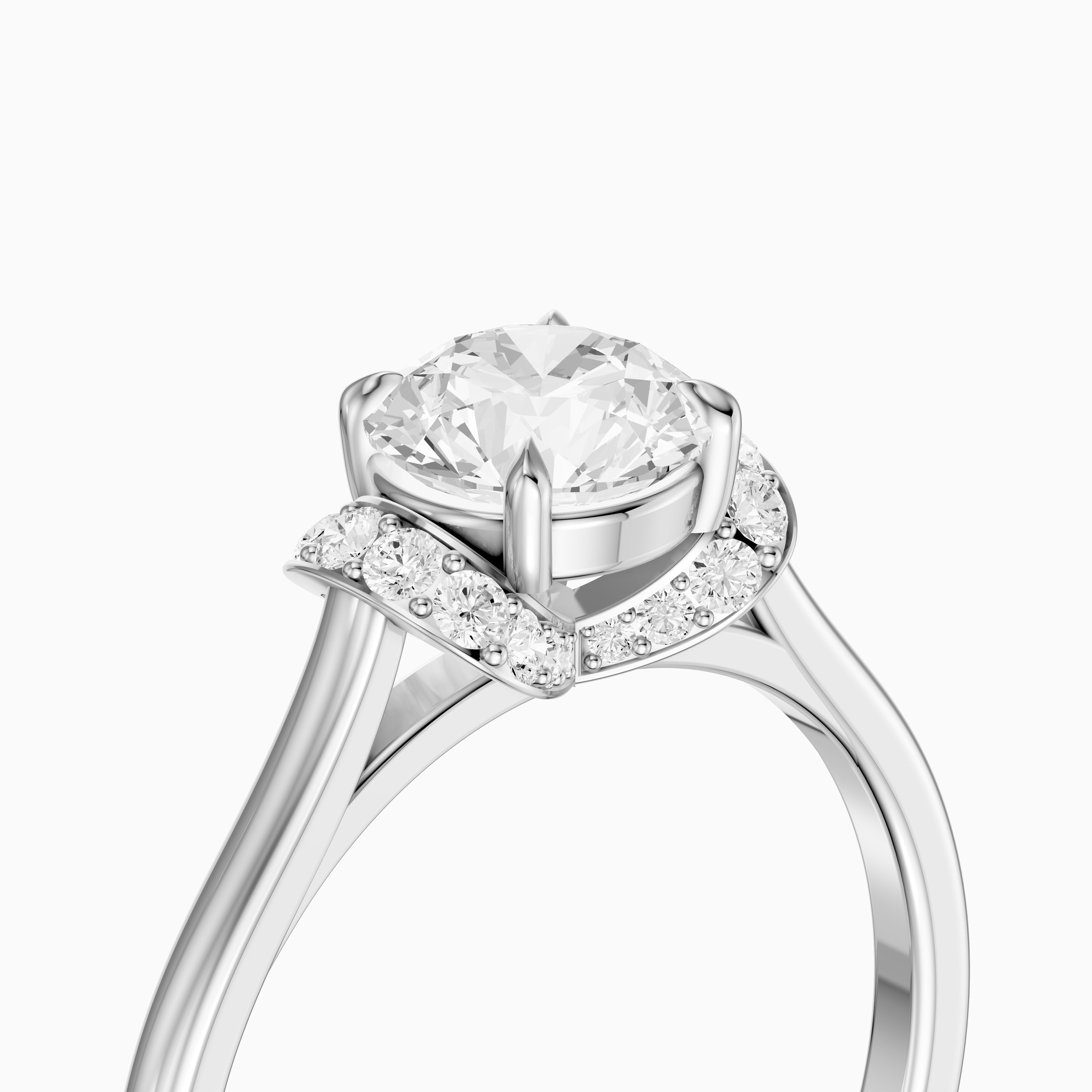 Dalila Round Cut Unique Pave Moissanite Diamond Ring