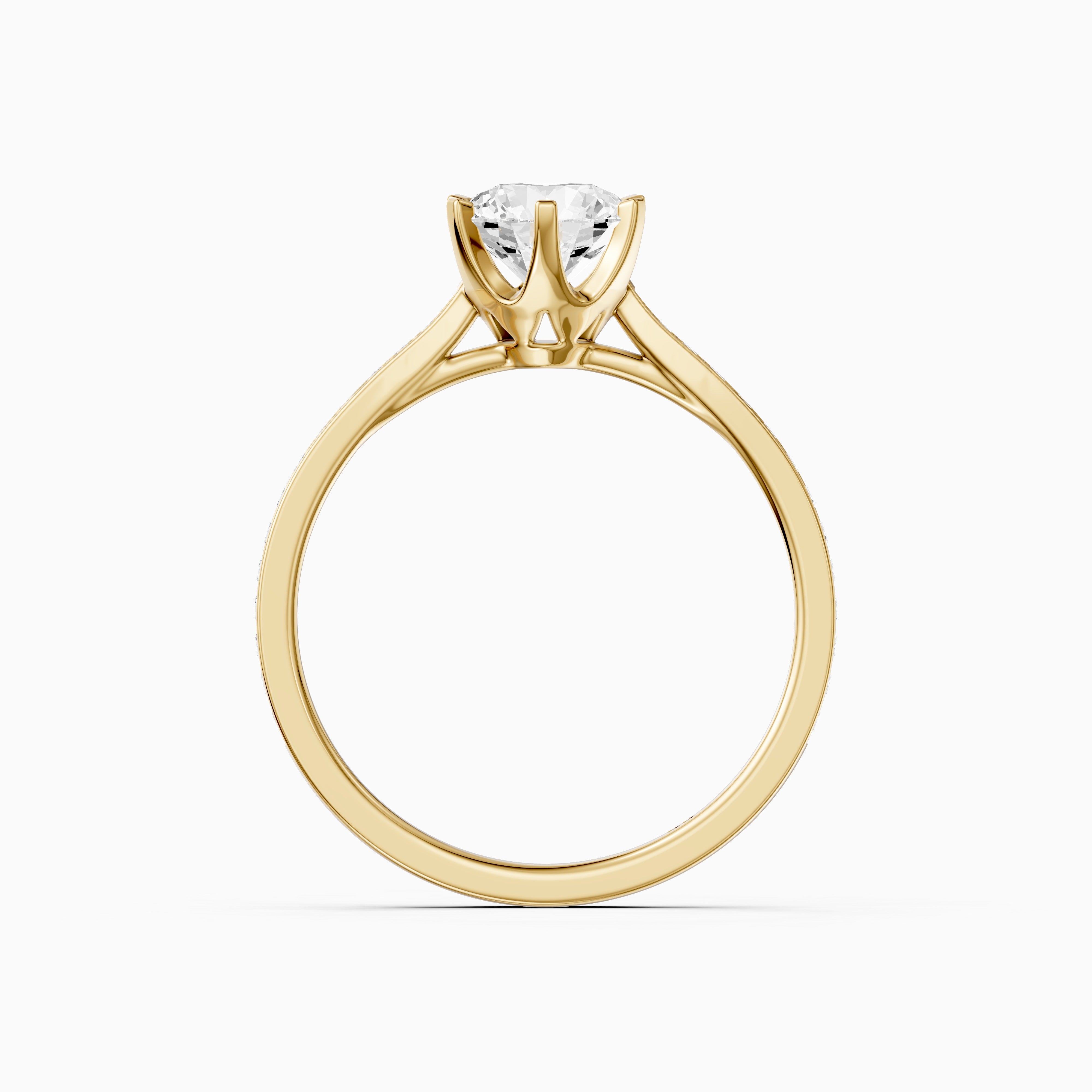 Desire 6 Prong Round Cut Side Stone Channel Set Lab Grown Diamond Ring