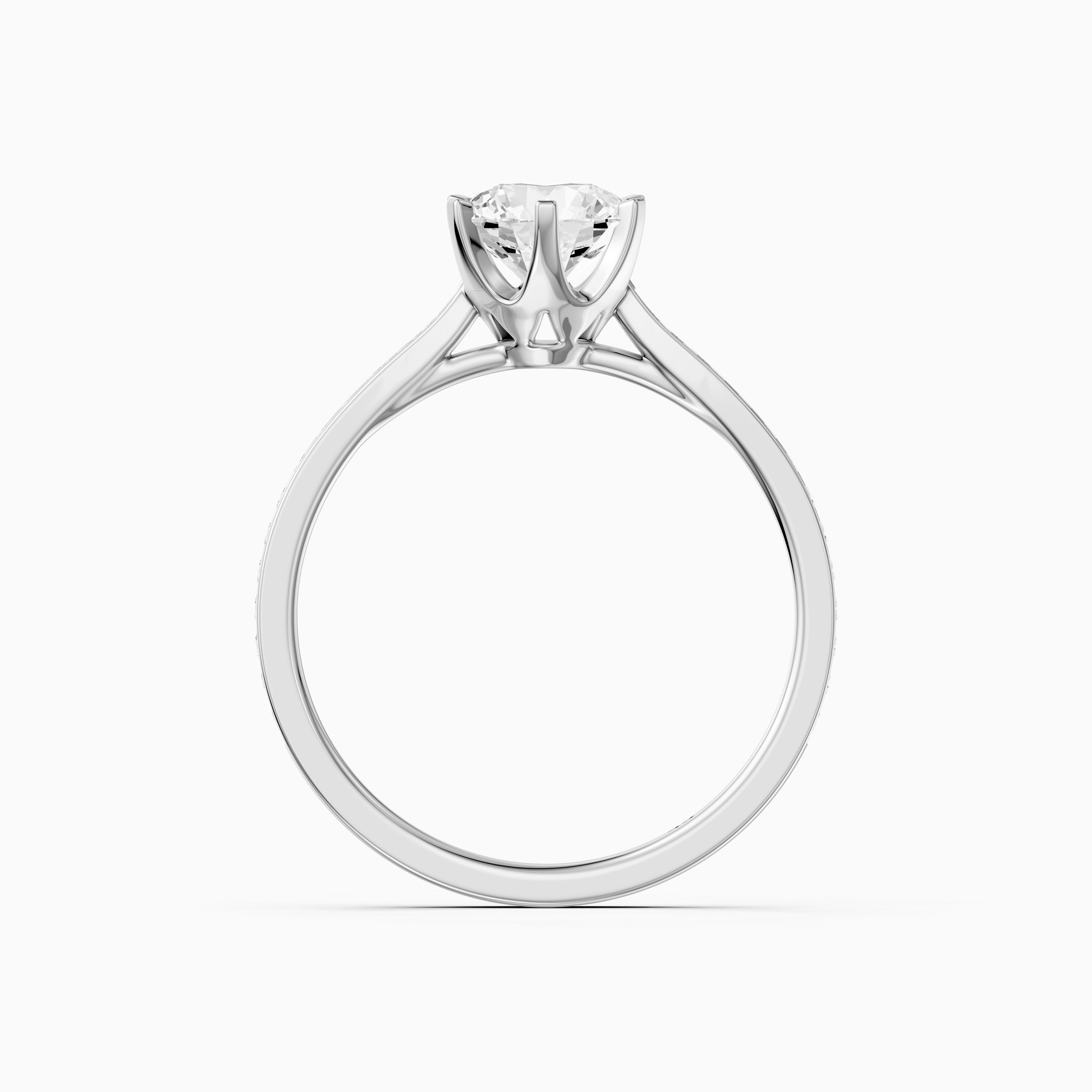 Desire 6 Prong Round Cut Side Stone Channel Set Lab Grown Diamond Ring