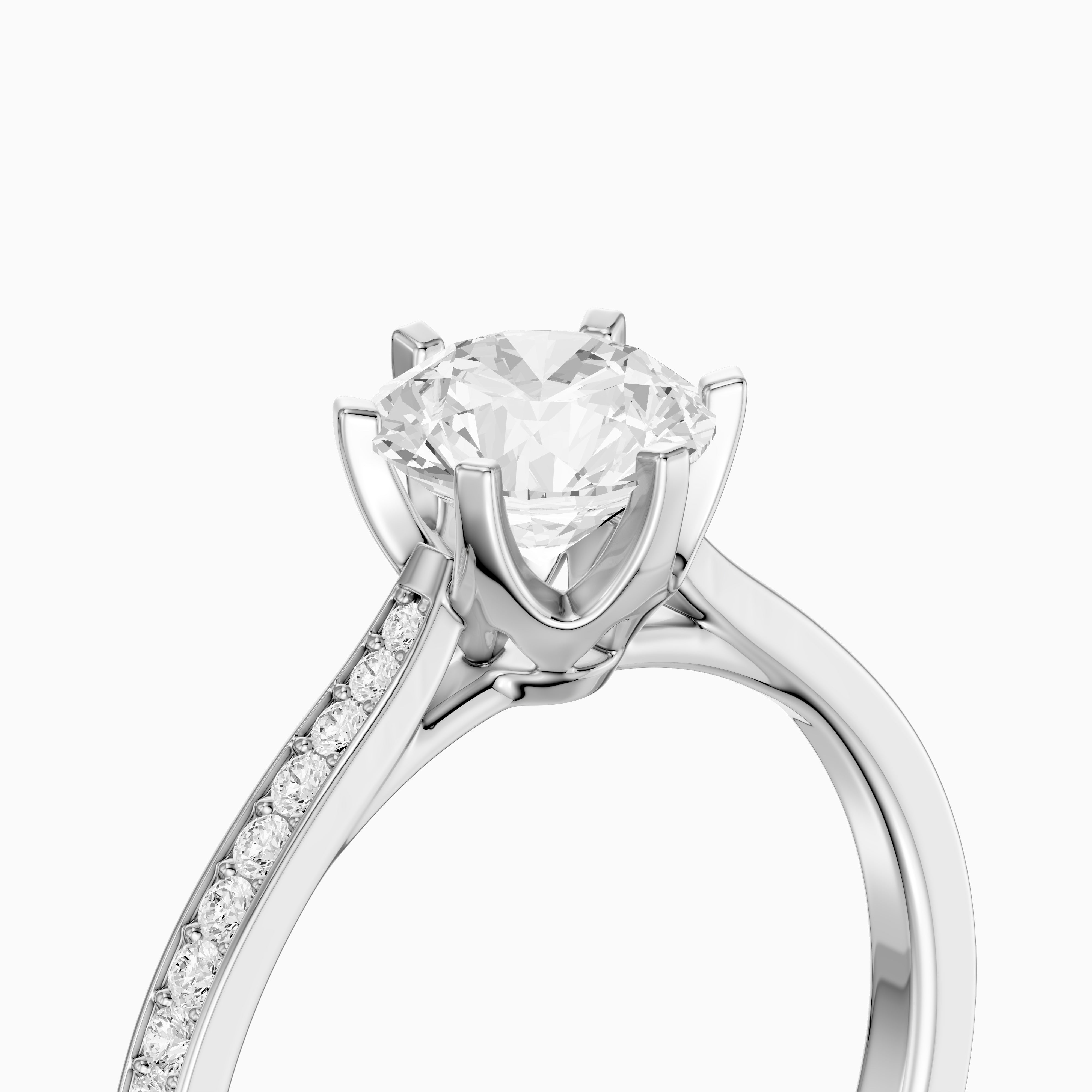 Desire 6 Prong Round Cut Side Stone Channel Set Lab Grown Diamond Ring