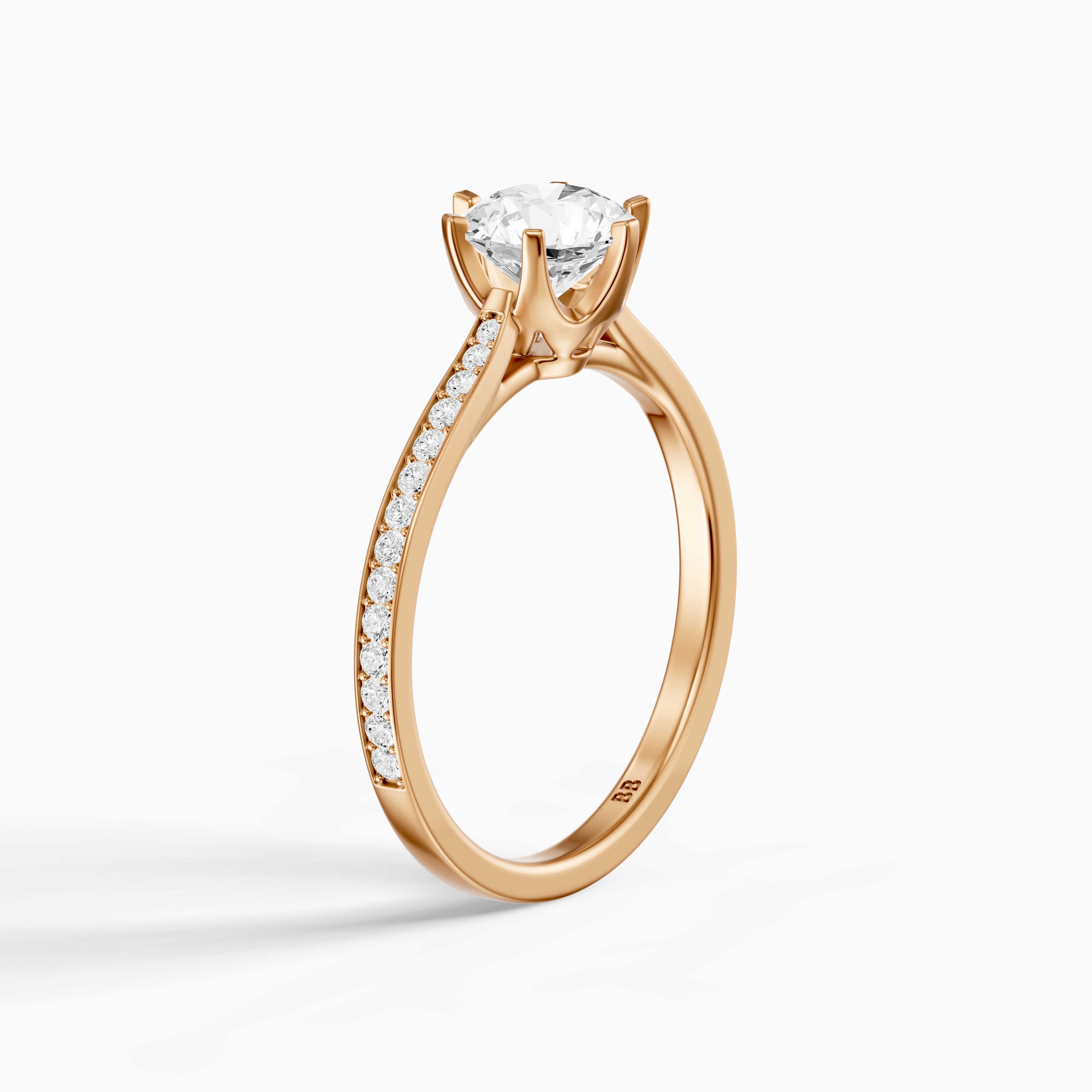 Desire 6 Prong Round Cut Side Stone Channel Set Lab Grown Diamond Ring