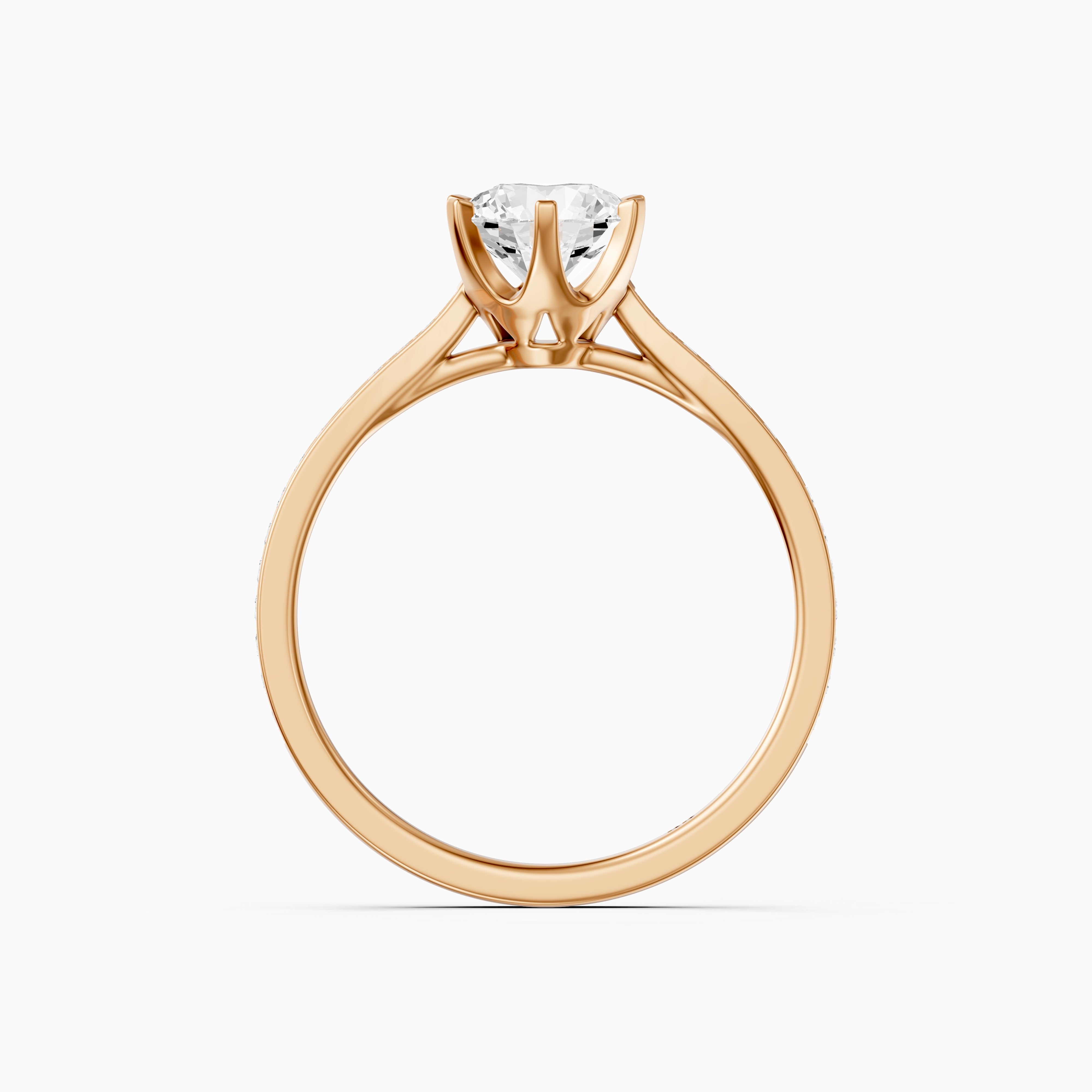 Desire 6 Prong Round Cut Side Stone Channel Set Lab Grown Diamond Ring