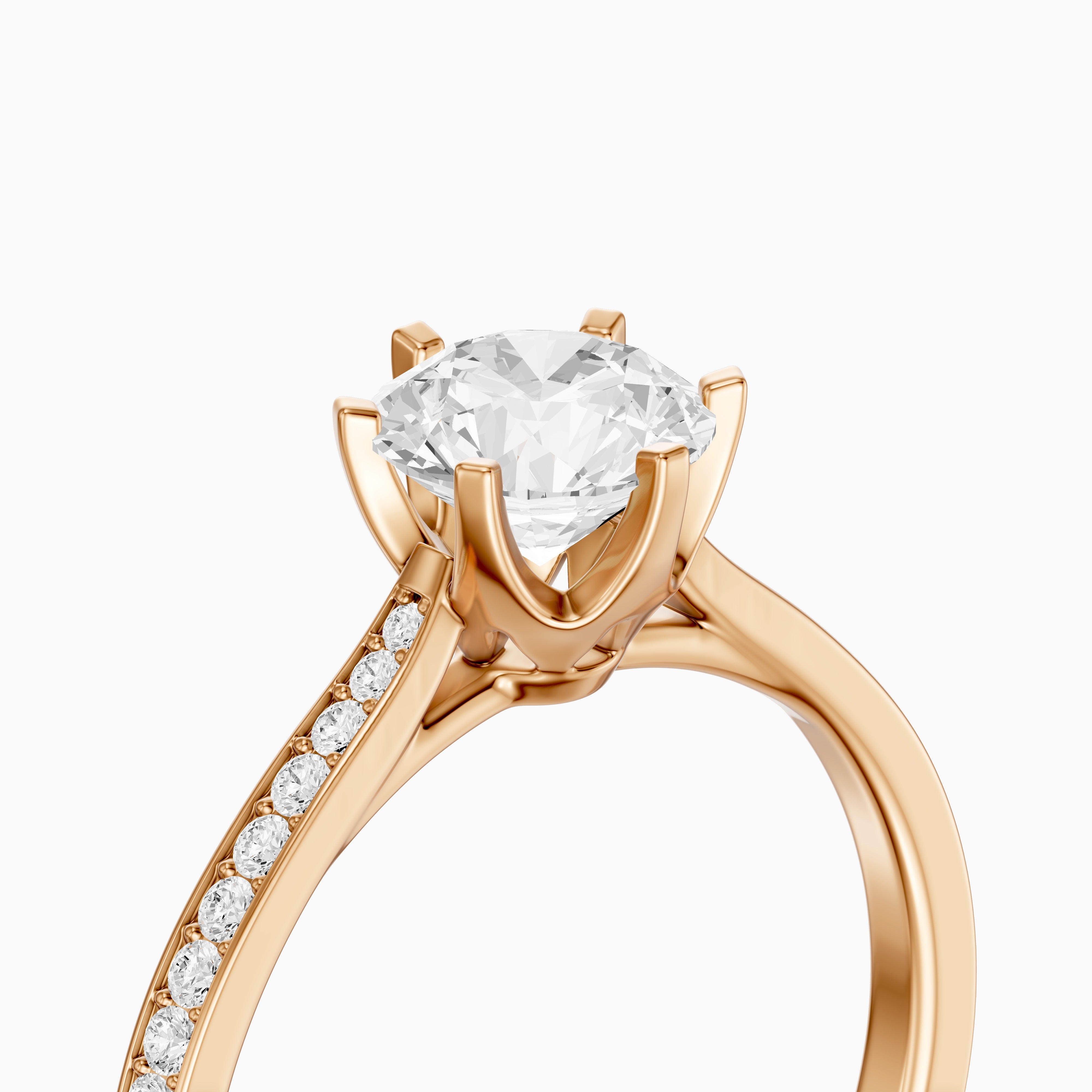 Desire 6 Prong Round Cut Side Stone Channel Set Lab Grown Diamond Ring