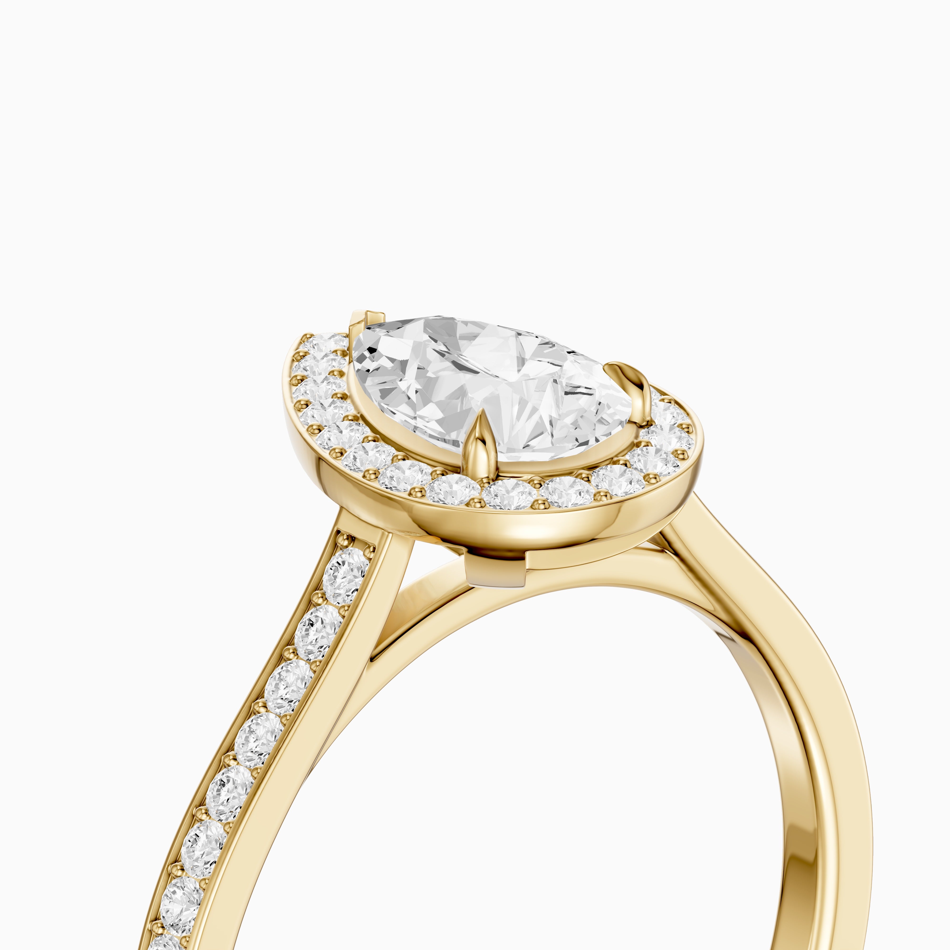 Darcie Pear Cut Halo Channel Set Moissanite Diamond Ring