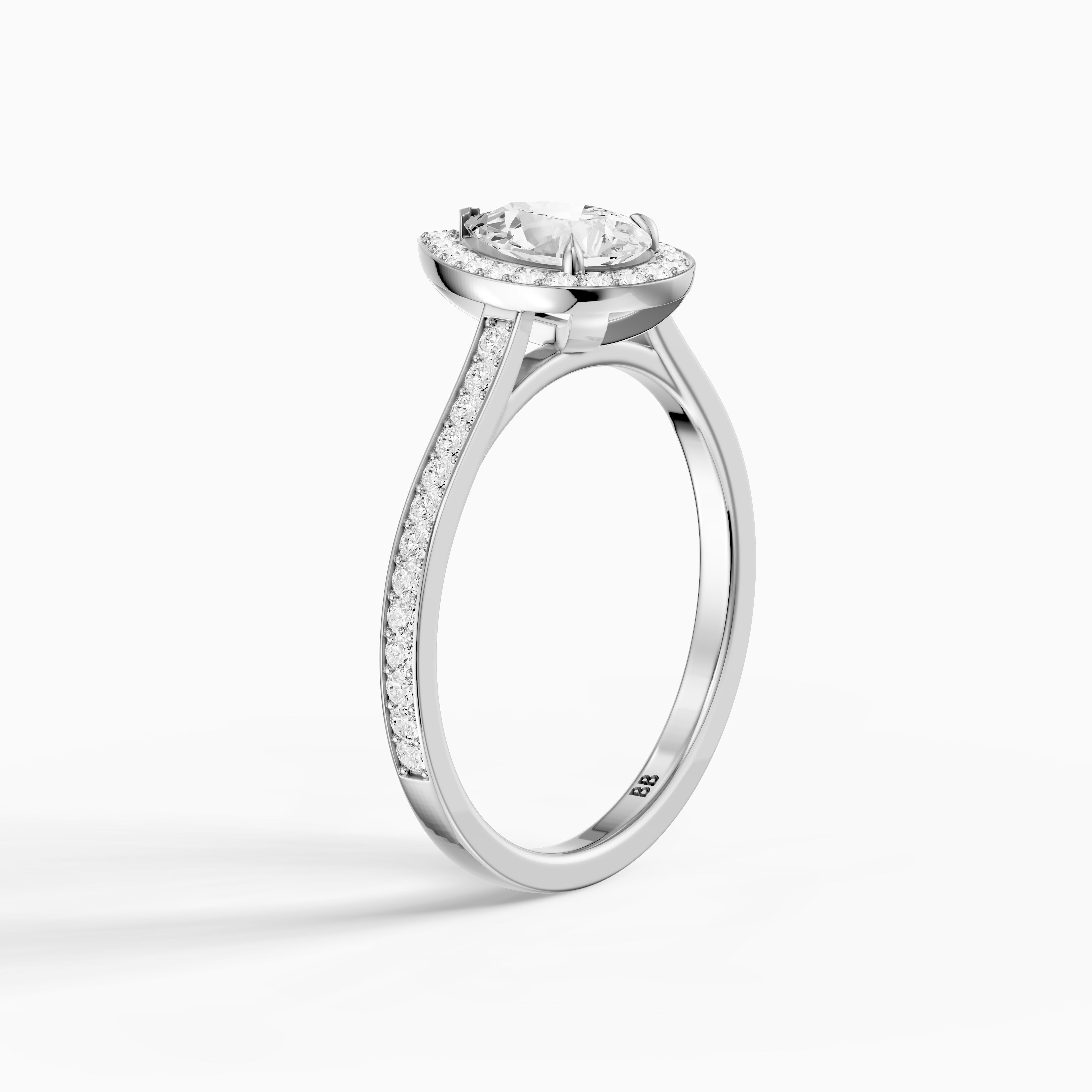 Darcie Pear Cut Halo Channel Set Moissanite Diamond Ring