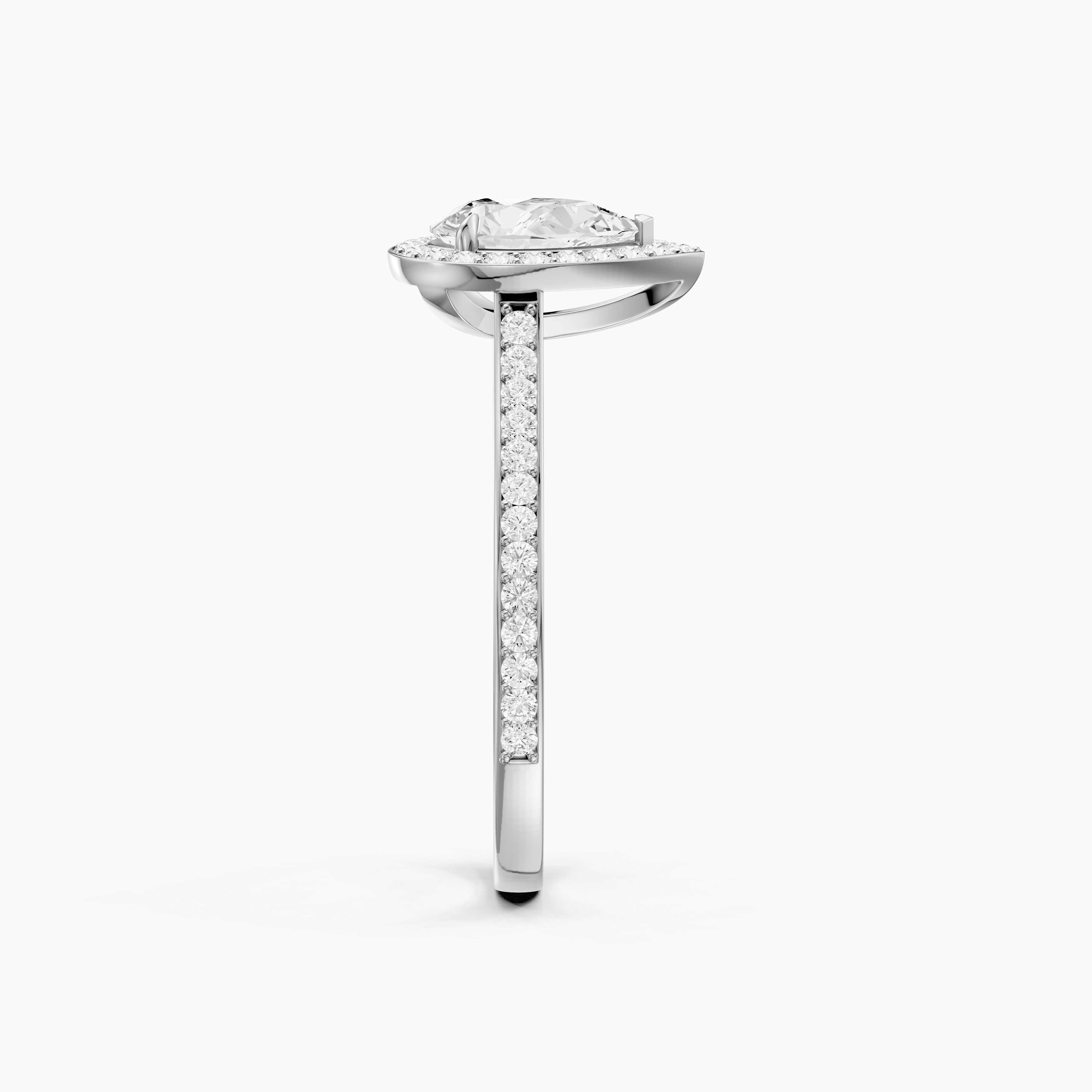 Darcie Pear Cut Halo Channel Set Moissanite Diamond Ring