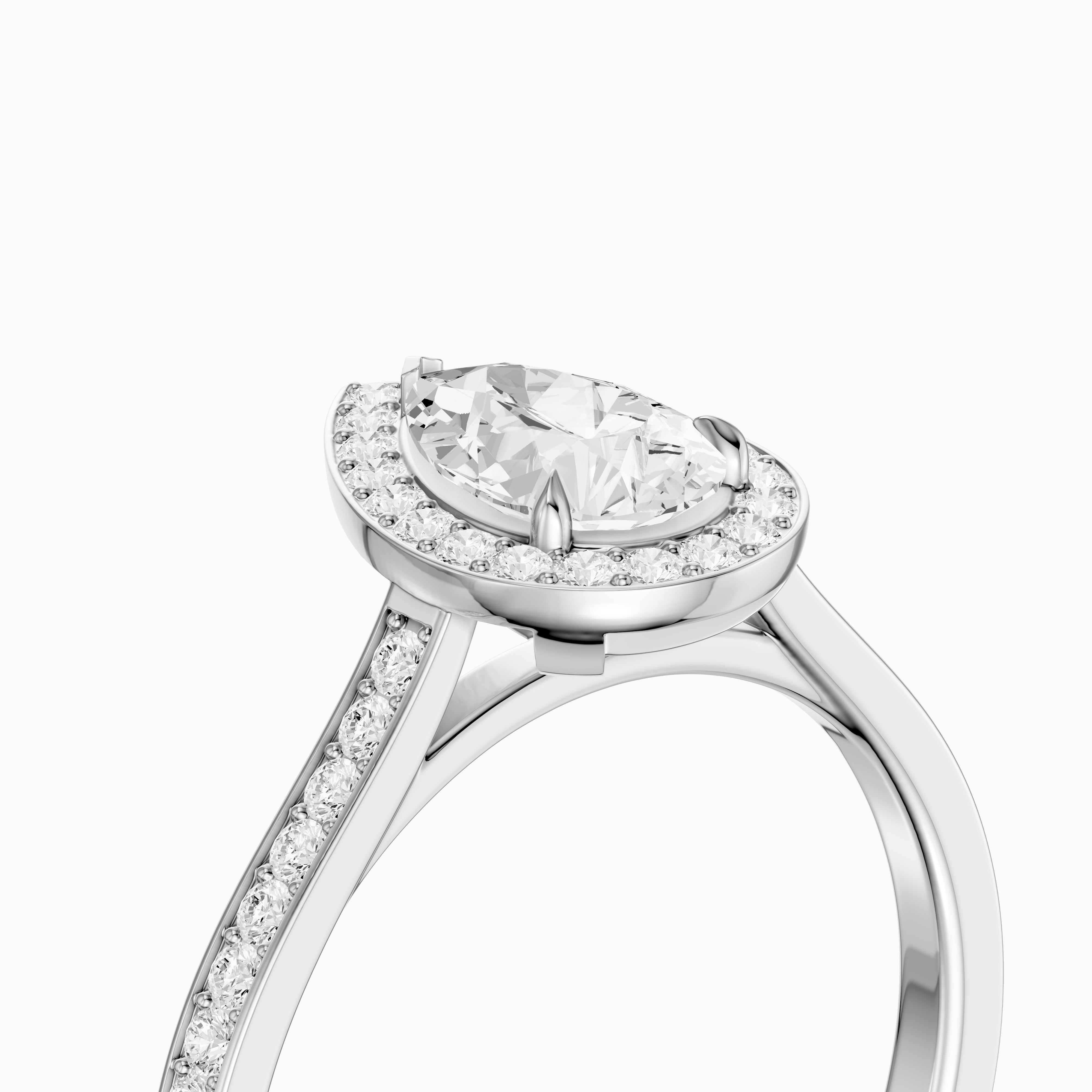 Darcie Pear Cut Halo Channel Set Moissanite Diamond Ring