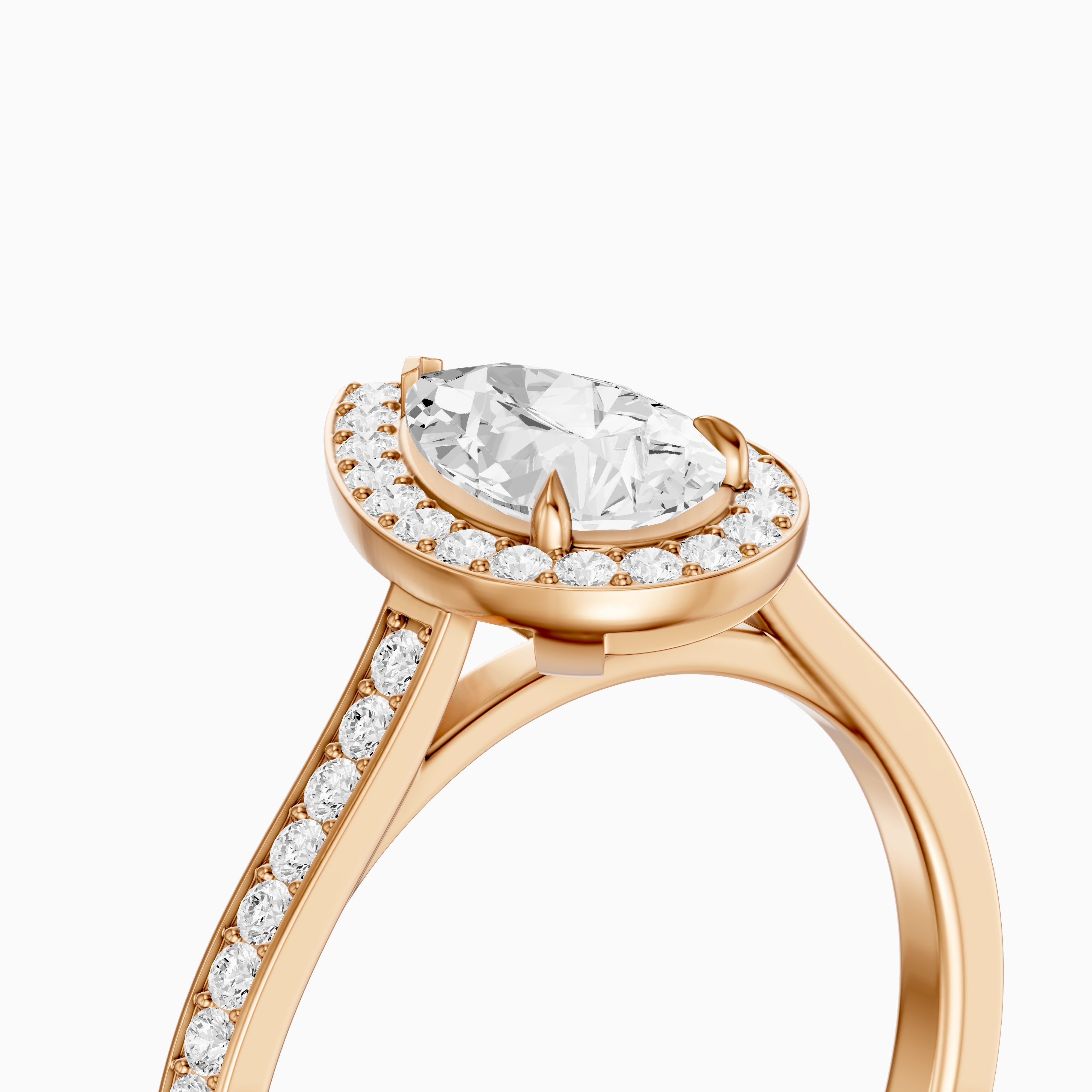 Darcie Pear Cut Halo Channel Set Moissanite Diamond Ring