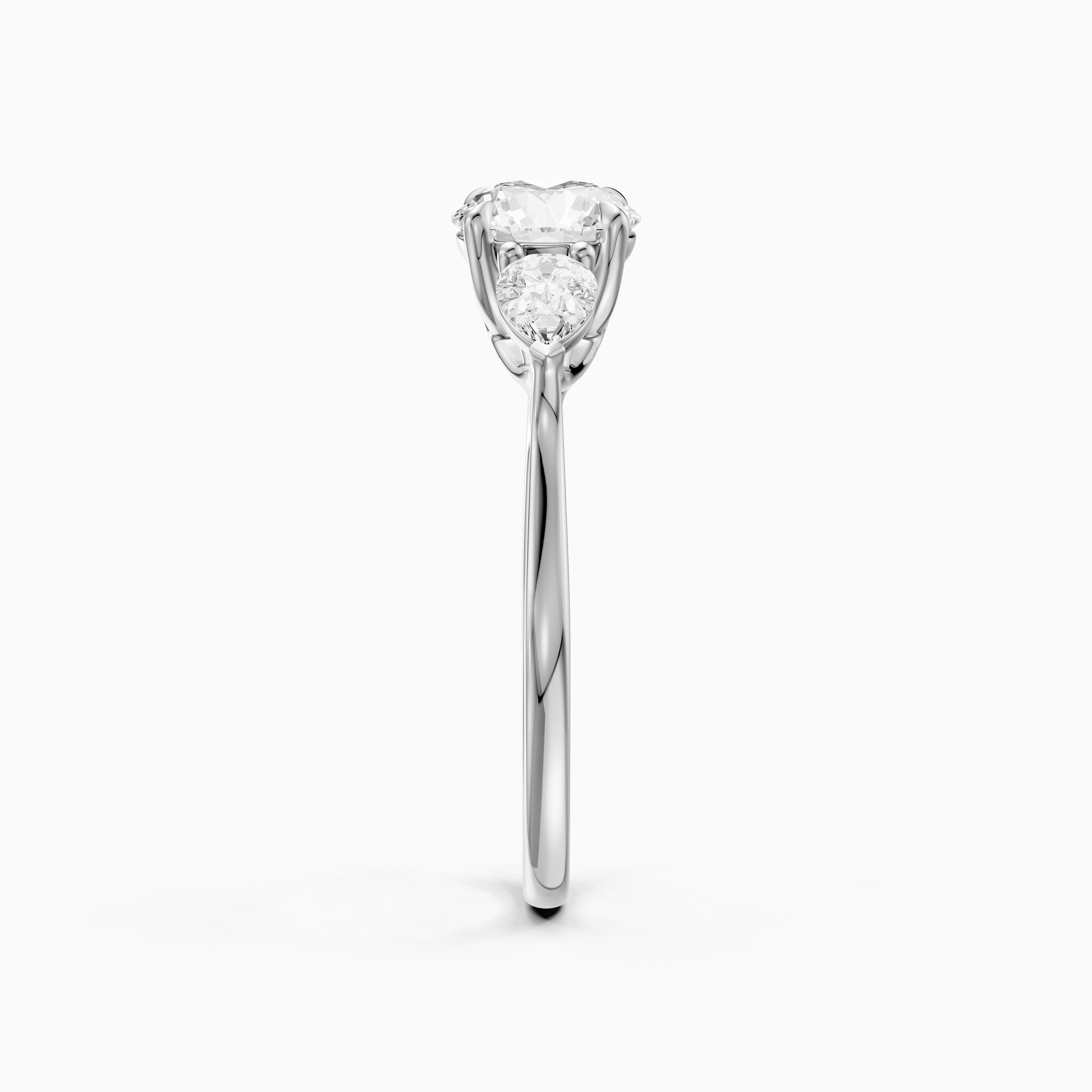Emmill Three Stone Round Cut Moissanite Diamond Ring WIth Pear Side Stone