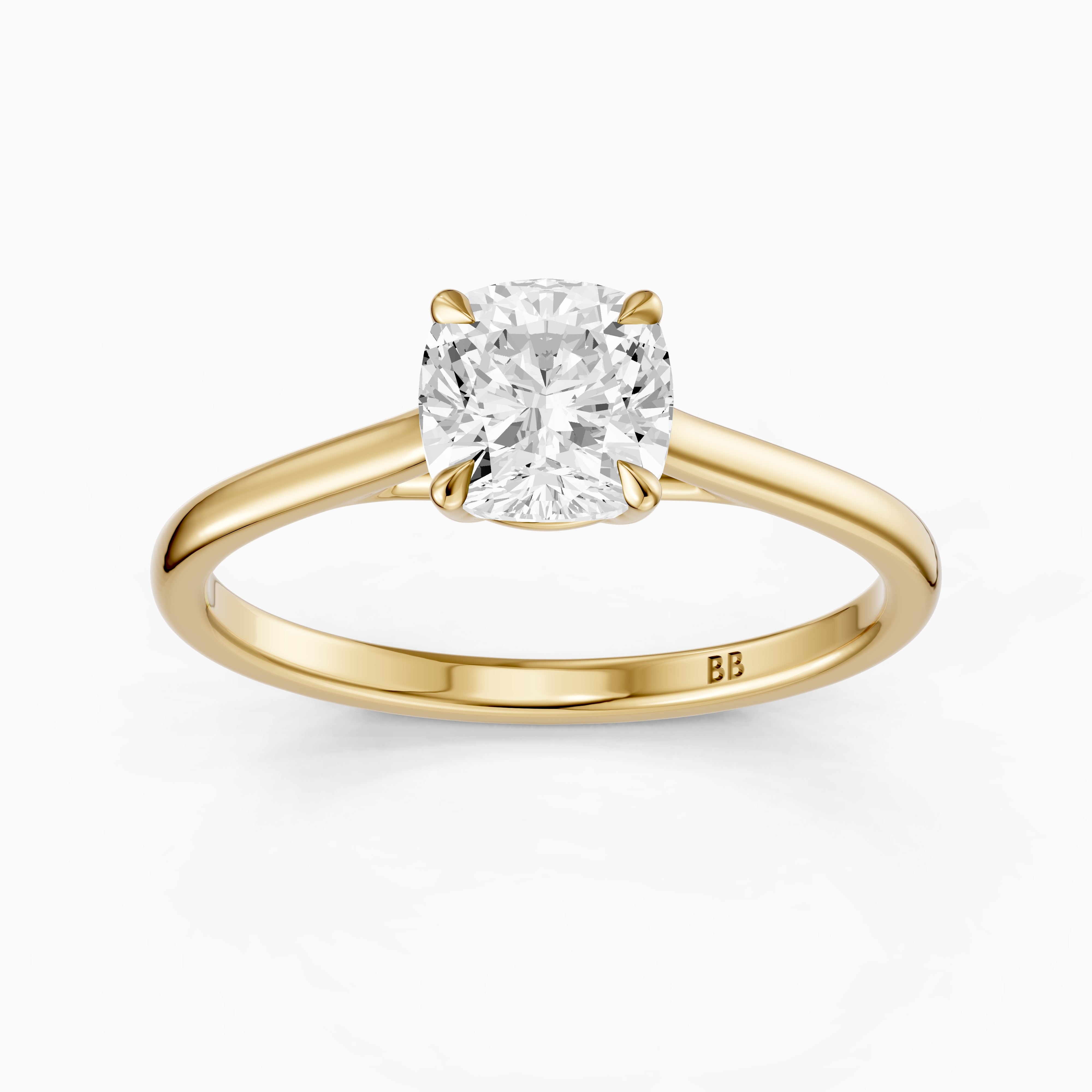 Corina 4 Prong Cushion Cut Solitaire Moissanite Diamond Ring