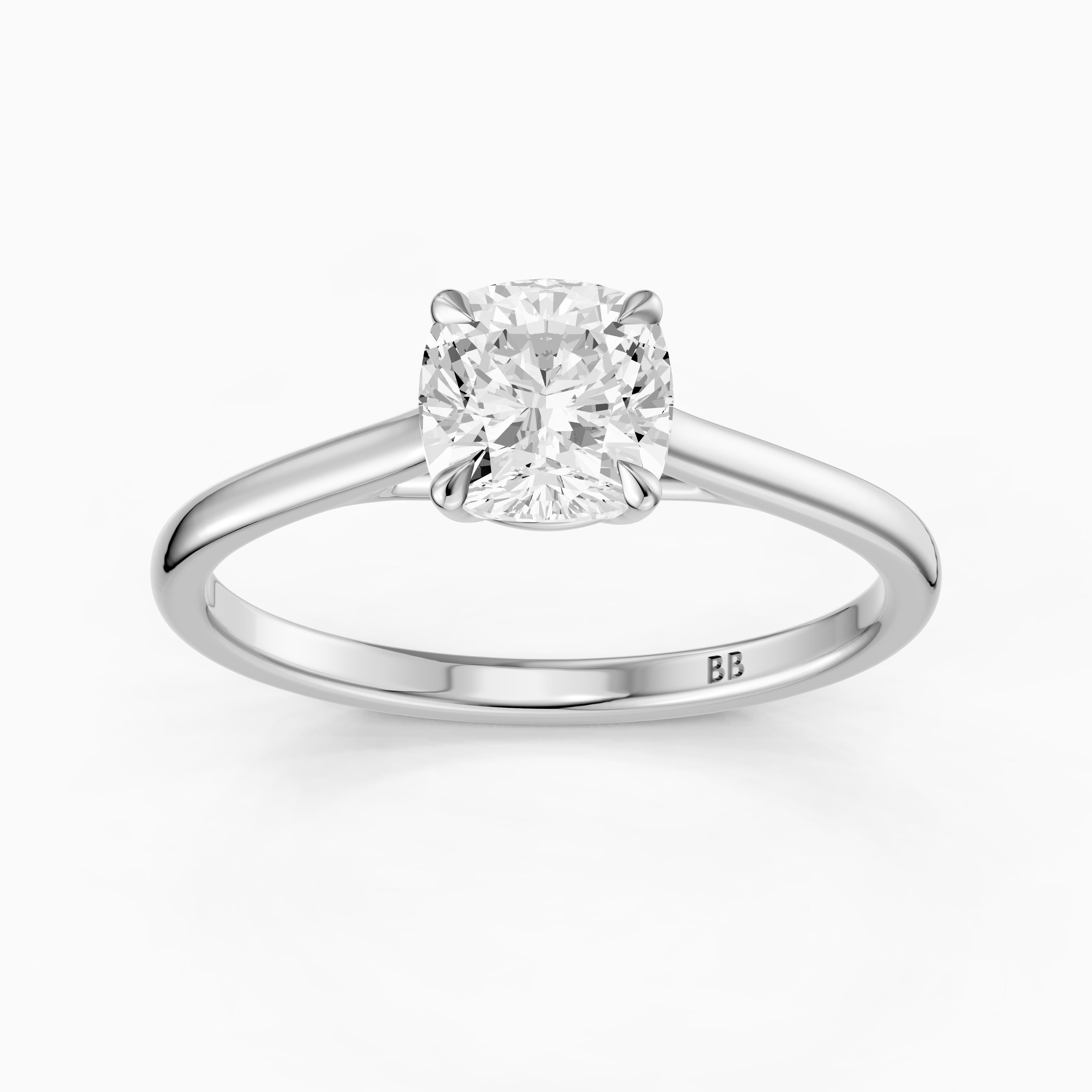 Corina 4 Prong Cushion Cut Solitaire Moissanite Diamond Ring