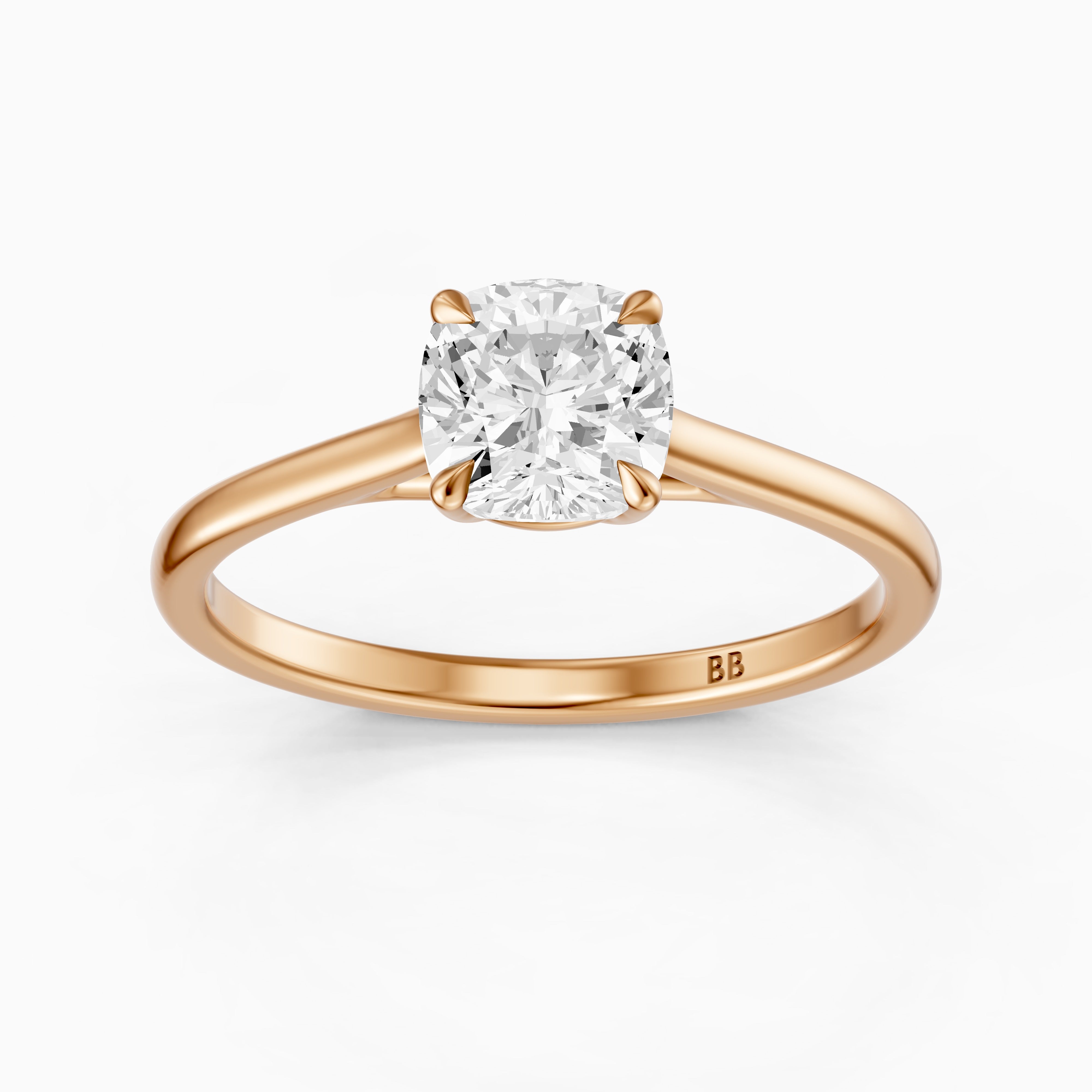 Corina 4 Prong Cushion Cut Solitaire Moissanite Diamond Ring